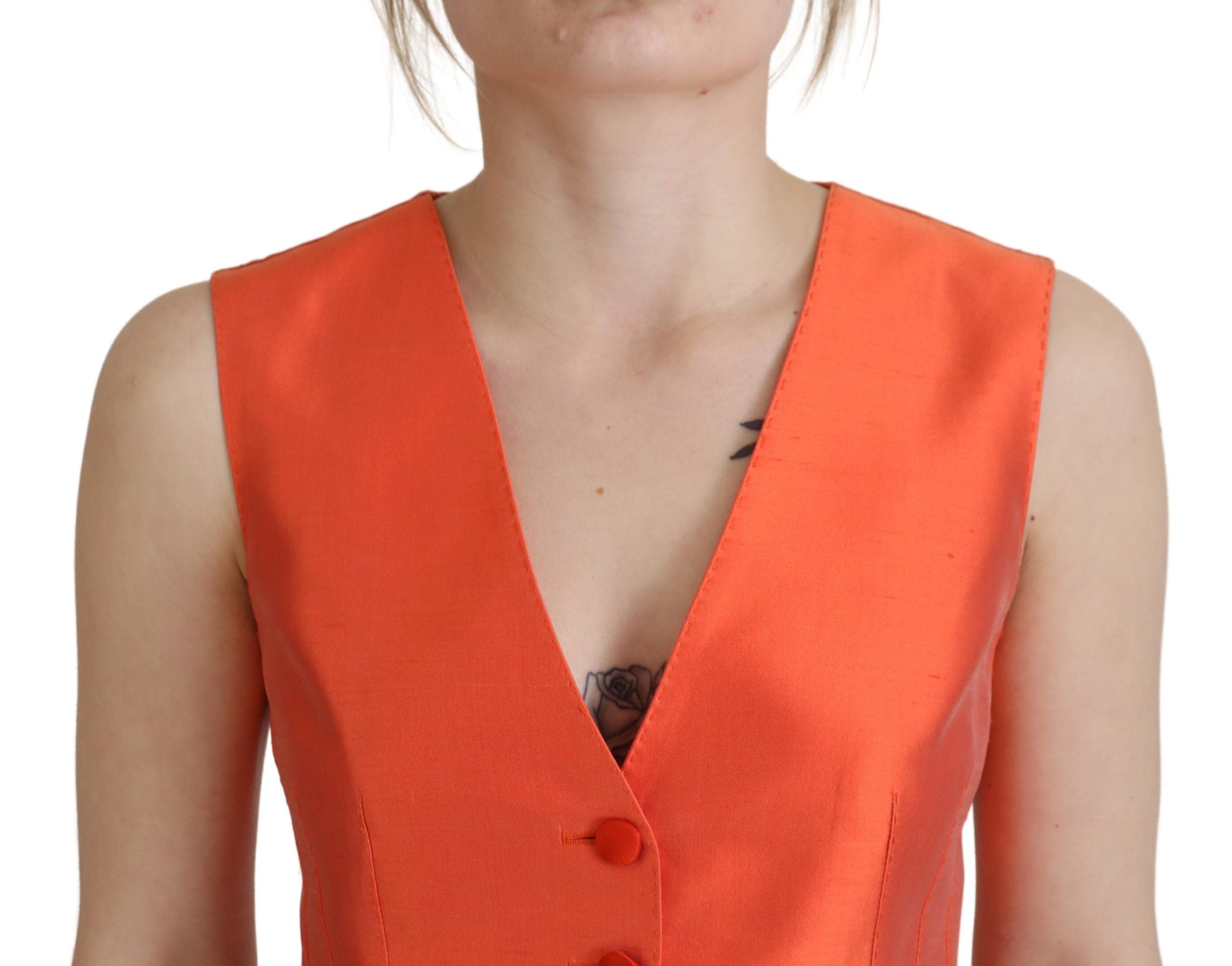 Top corto sin mangas naranja Dolce & Gabbana-4