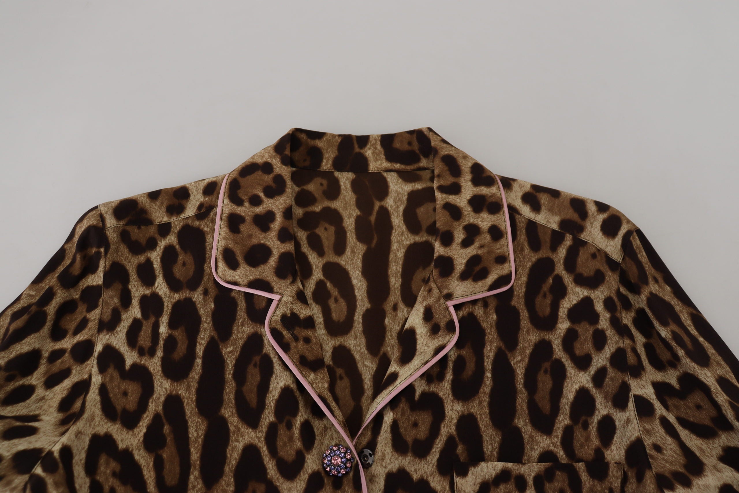Dolce & Gabbana Brown Leopard Print Long Sleeve Blouse Top-5