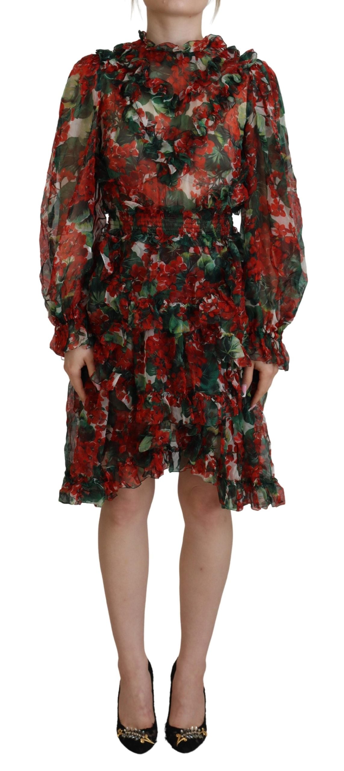 Dolce & Gabbana Multicolor Geranium A-line Knee-Length Dress-1