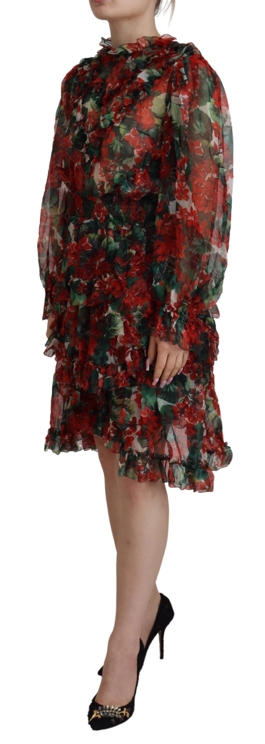 Dolce & Gabbana Multicolor Geranium A-line Knee-Length Dress-2