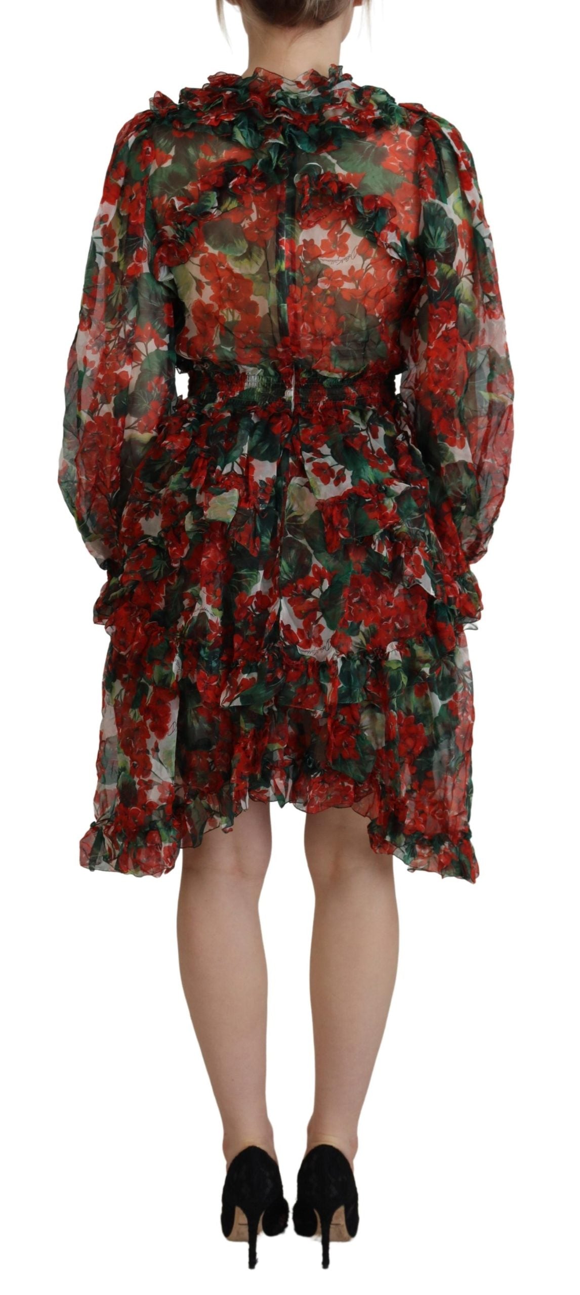 Dolce & Gabbana Multicolor Geranium A-line Knee-Length Dress-3