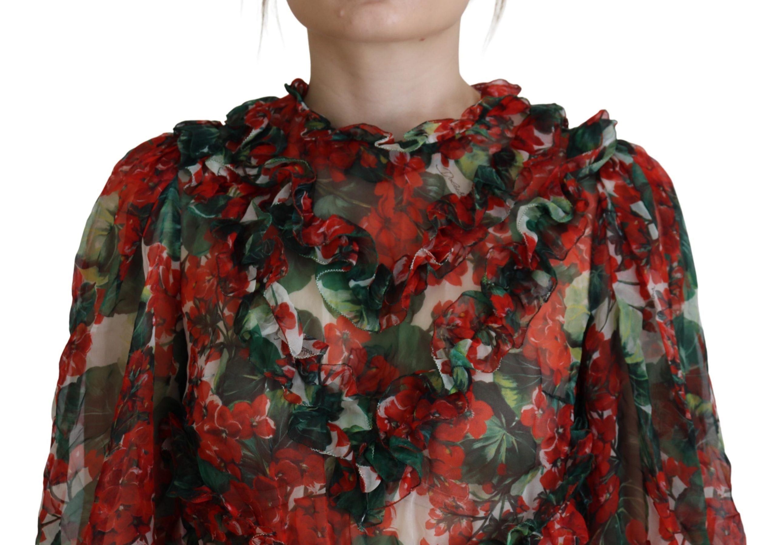 Dolce & Gabbana Multicolor Geranium A-line Knee-Length Dress-4