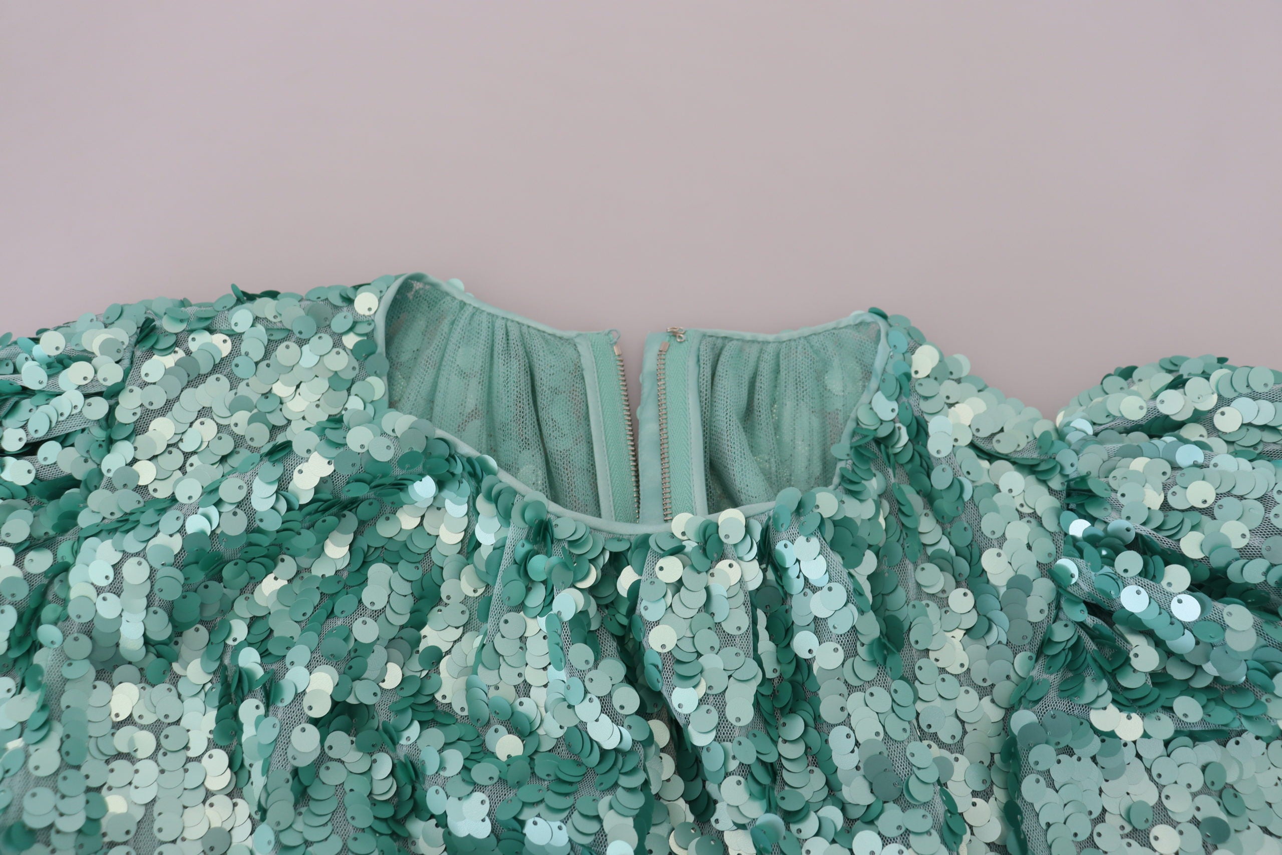 Dolce & Gabbana Blue sequined pleated A-line midi nylon dress-7