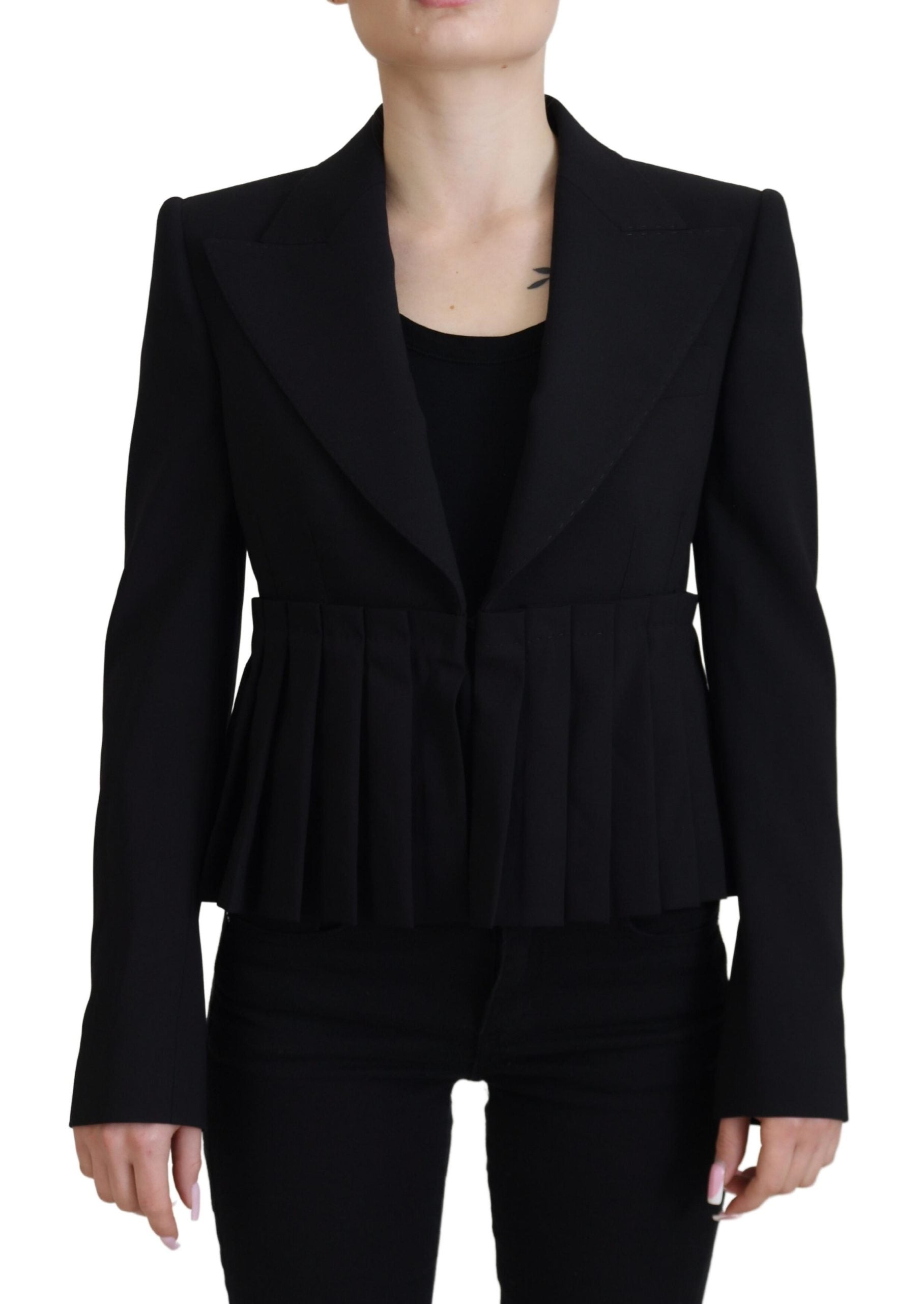 Chaqueta blazer de lana negra de botonadura sencilla de Dolce & Gabbana-1
