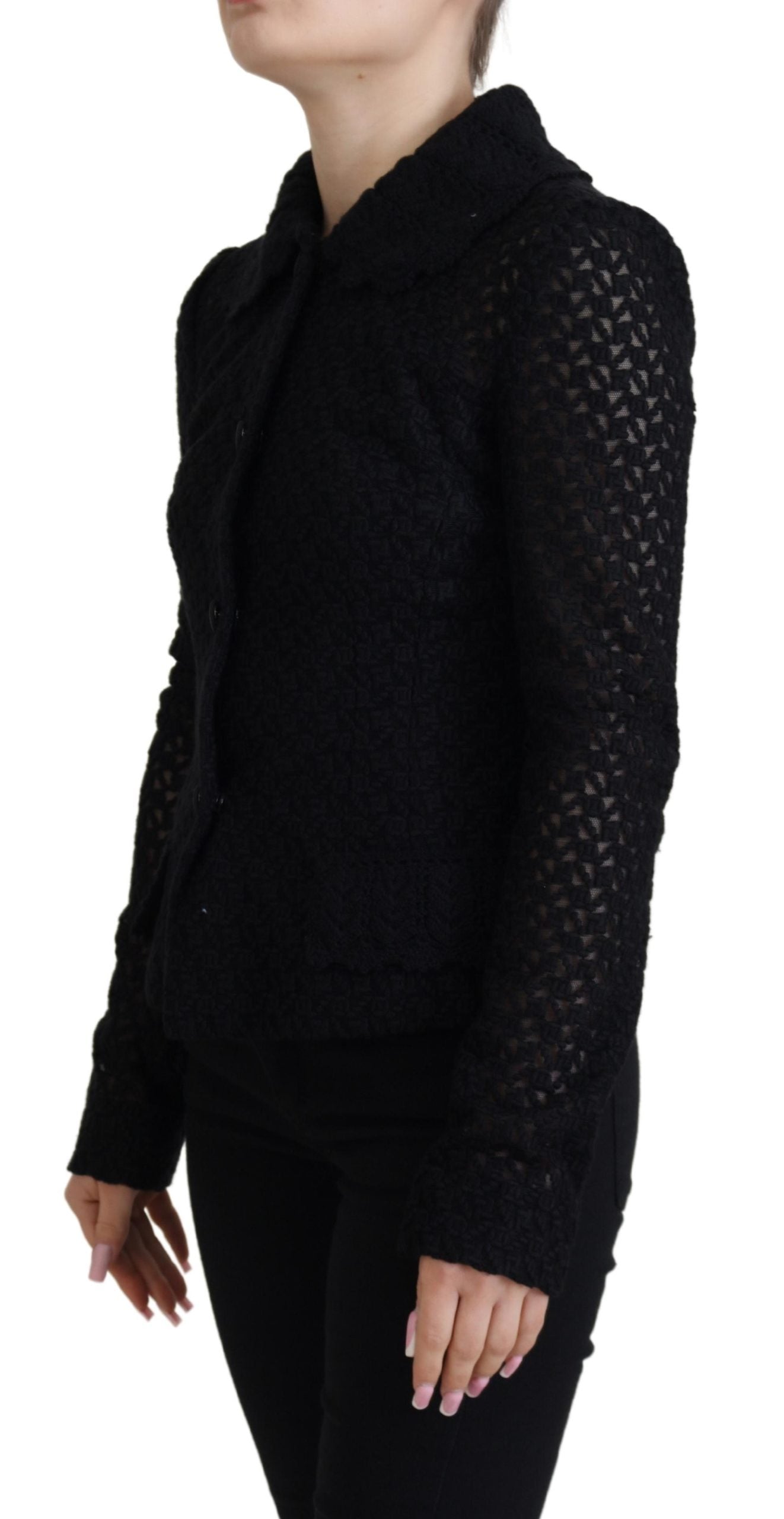 Dolce & Gabbana black jacket with knitted button collar made of wool-2