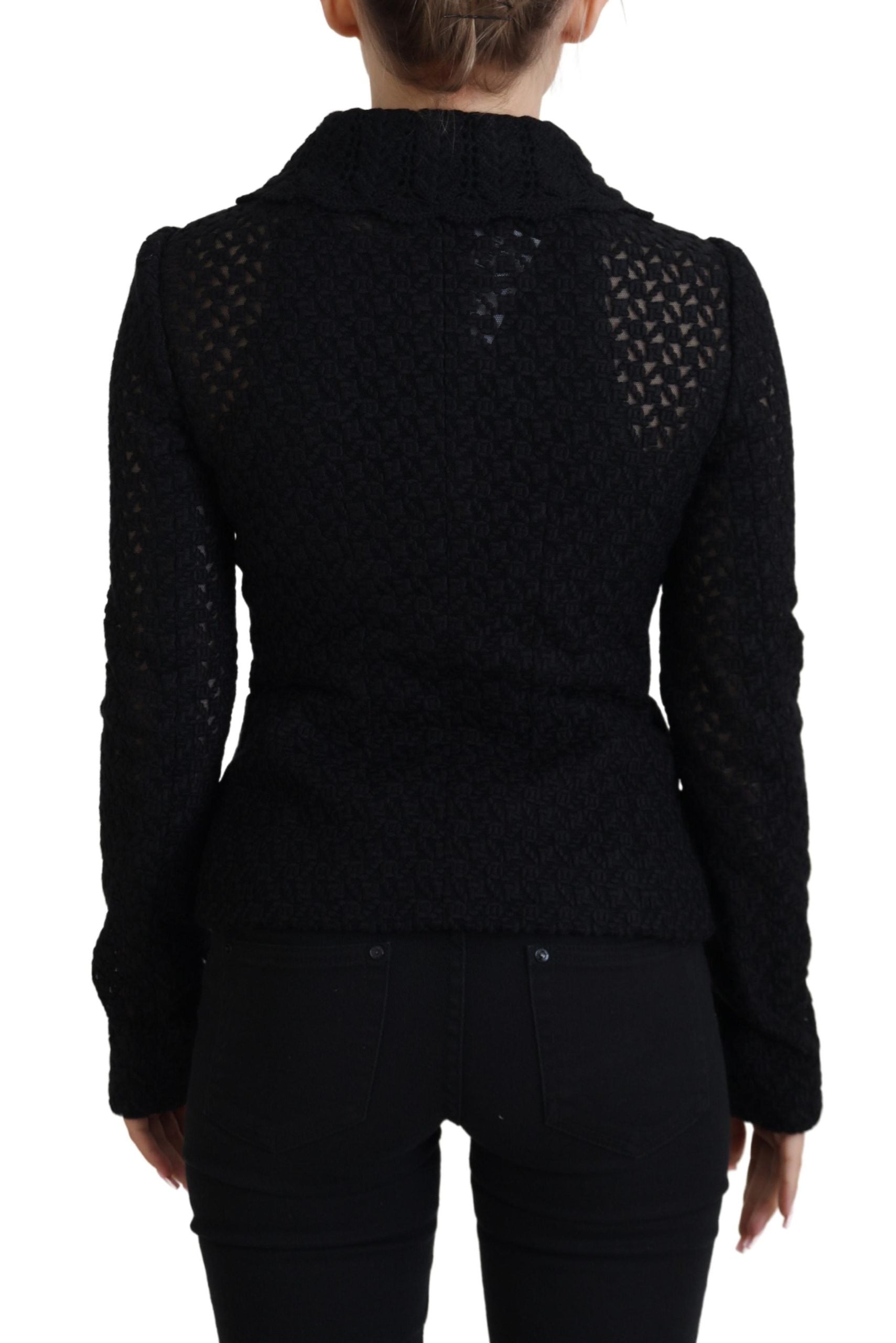 Dolce & Gabbana black jacket with knitted button collar made of wool-3