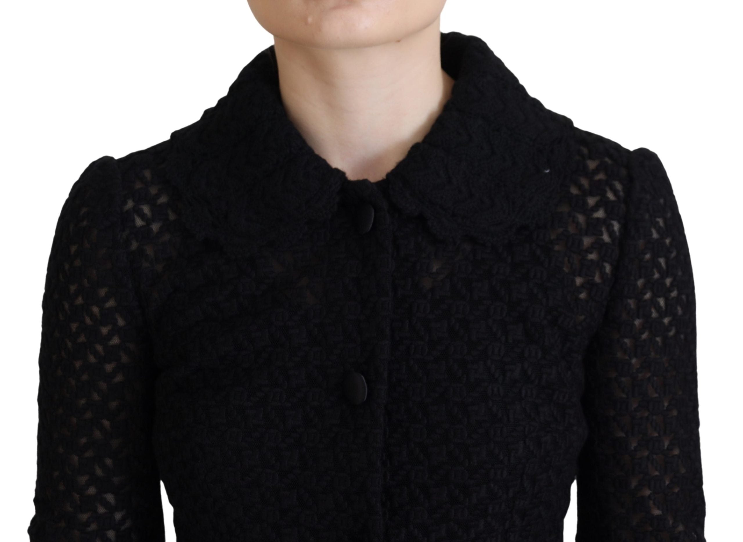 Dolce & Gabbana black jacket with knitted button collar made of wool-4