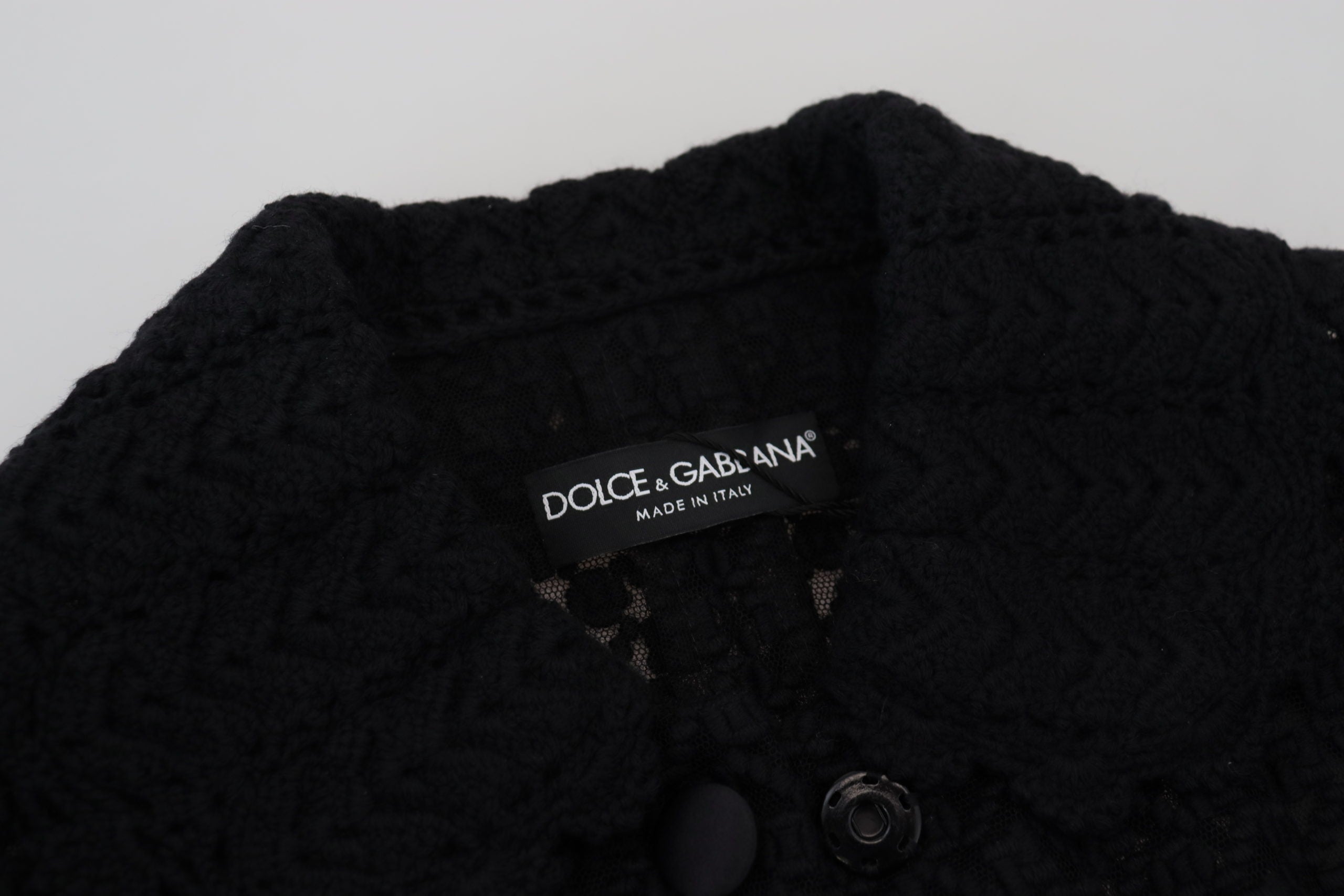 Dolce & Gabbana black jacket with knitted button collar made of wool-6