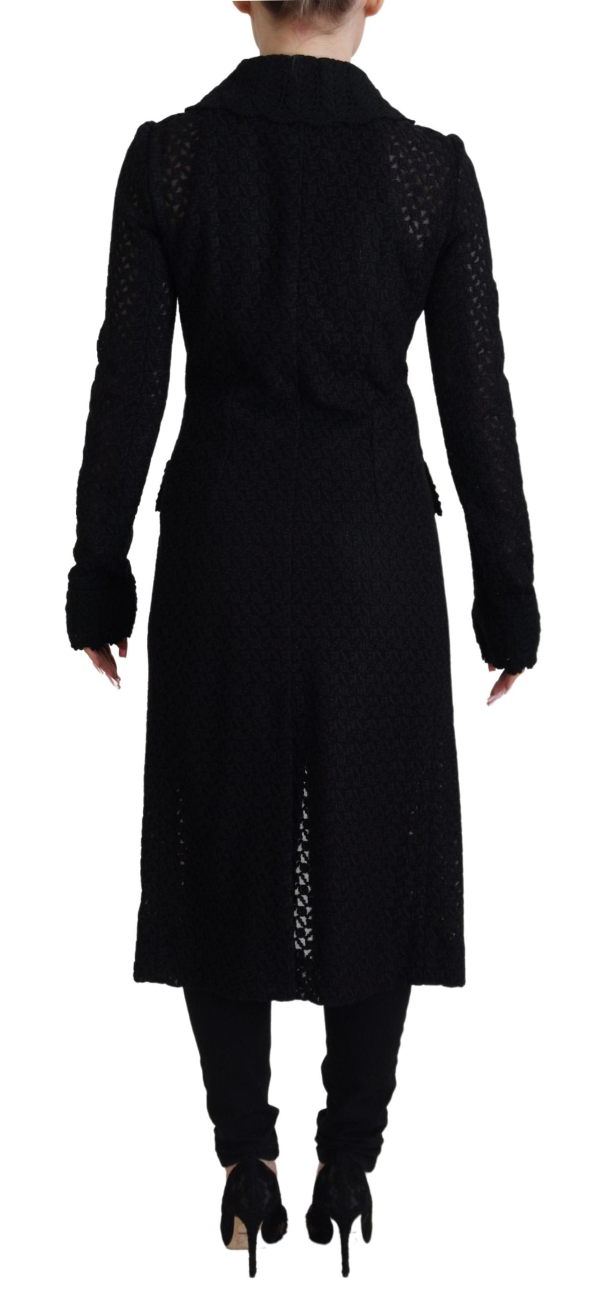 Dolce & Gabbana Black Button Down Long Blazer Cotton Jacket-3