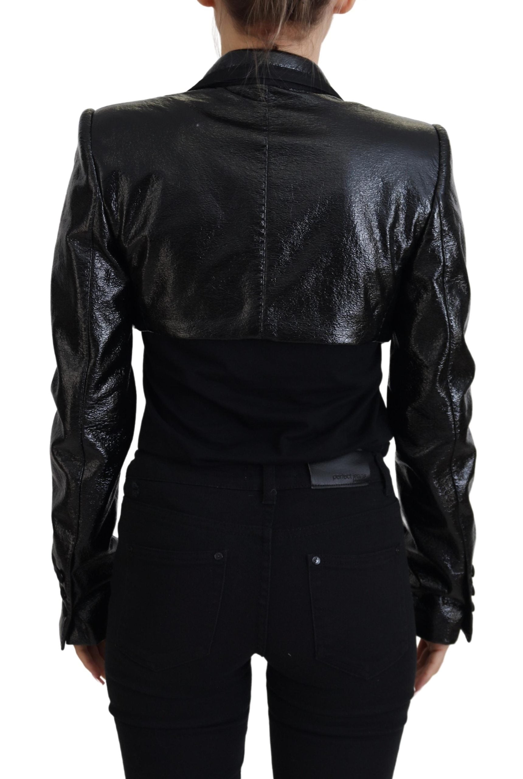 Dolce & Gabbana Schwarzer Langarm-Crop-Blazer Baumwolljacke-3