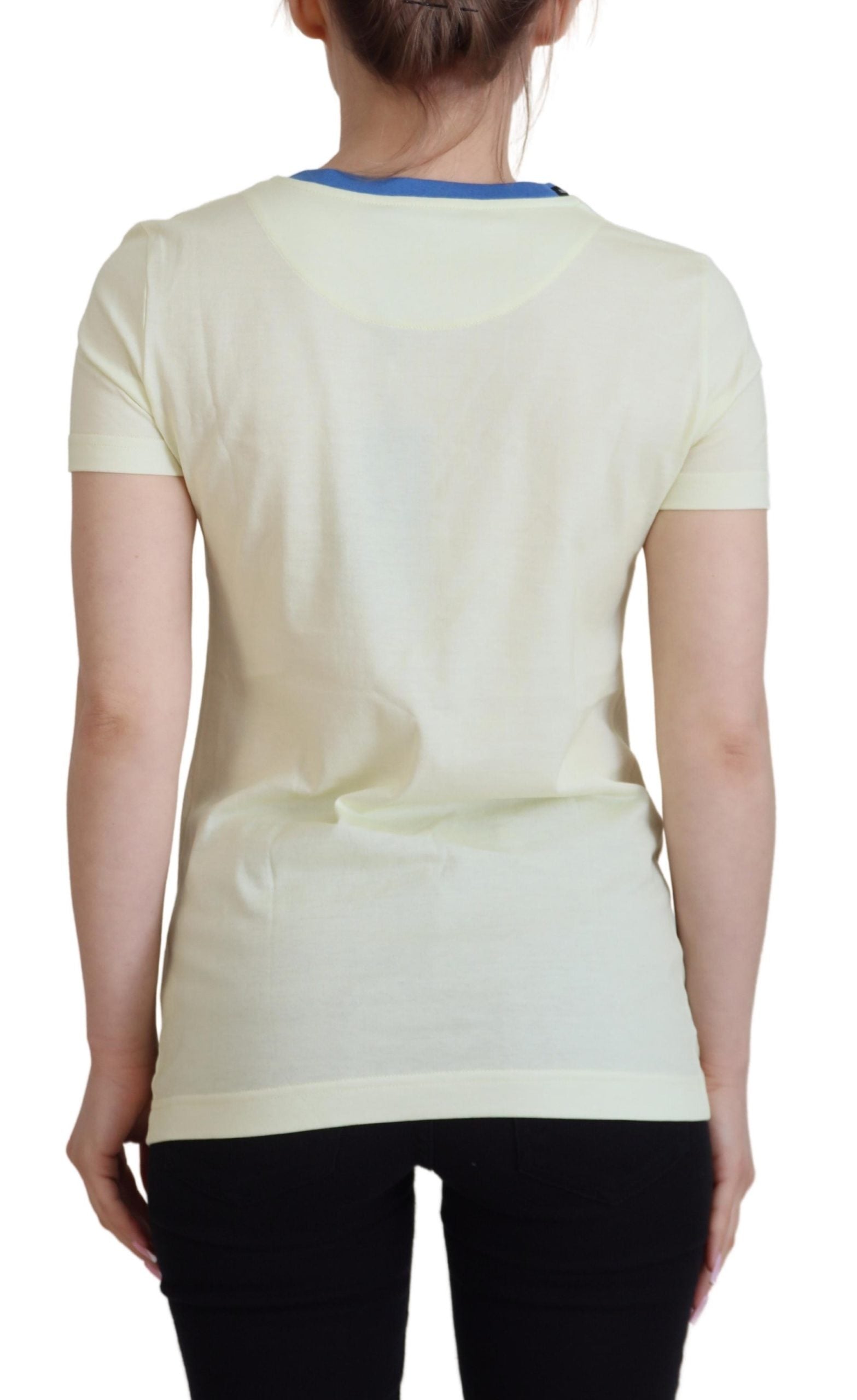 Dolce & Gabbana Yellow Havanity Round Neck Cotton T-Shirt-3