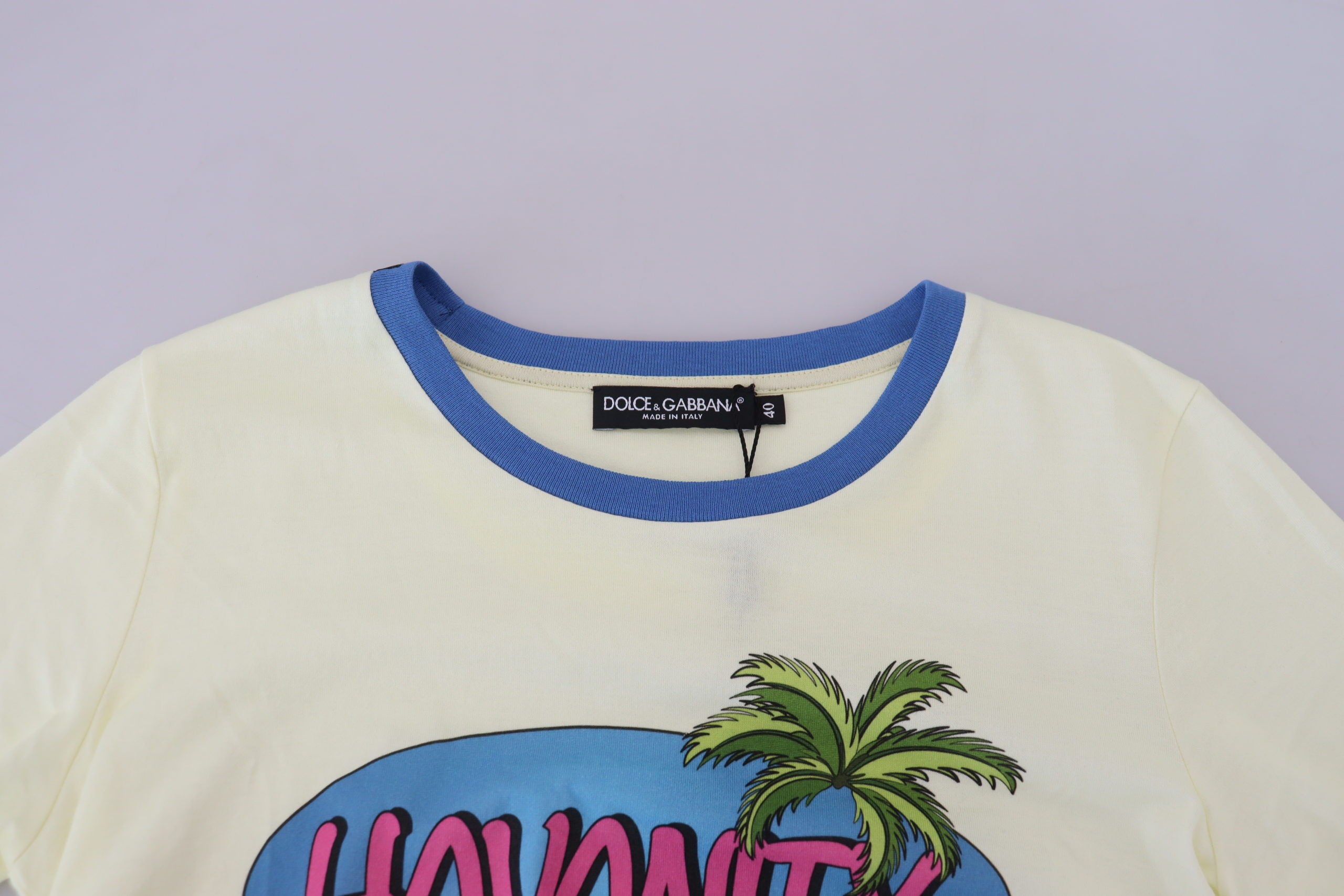 Dolce & Gabbana Yellow Havanity Round Neck Cotton T-Shirt-5