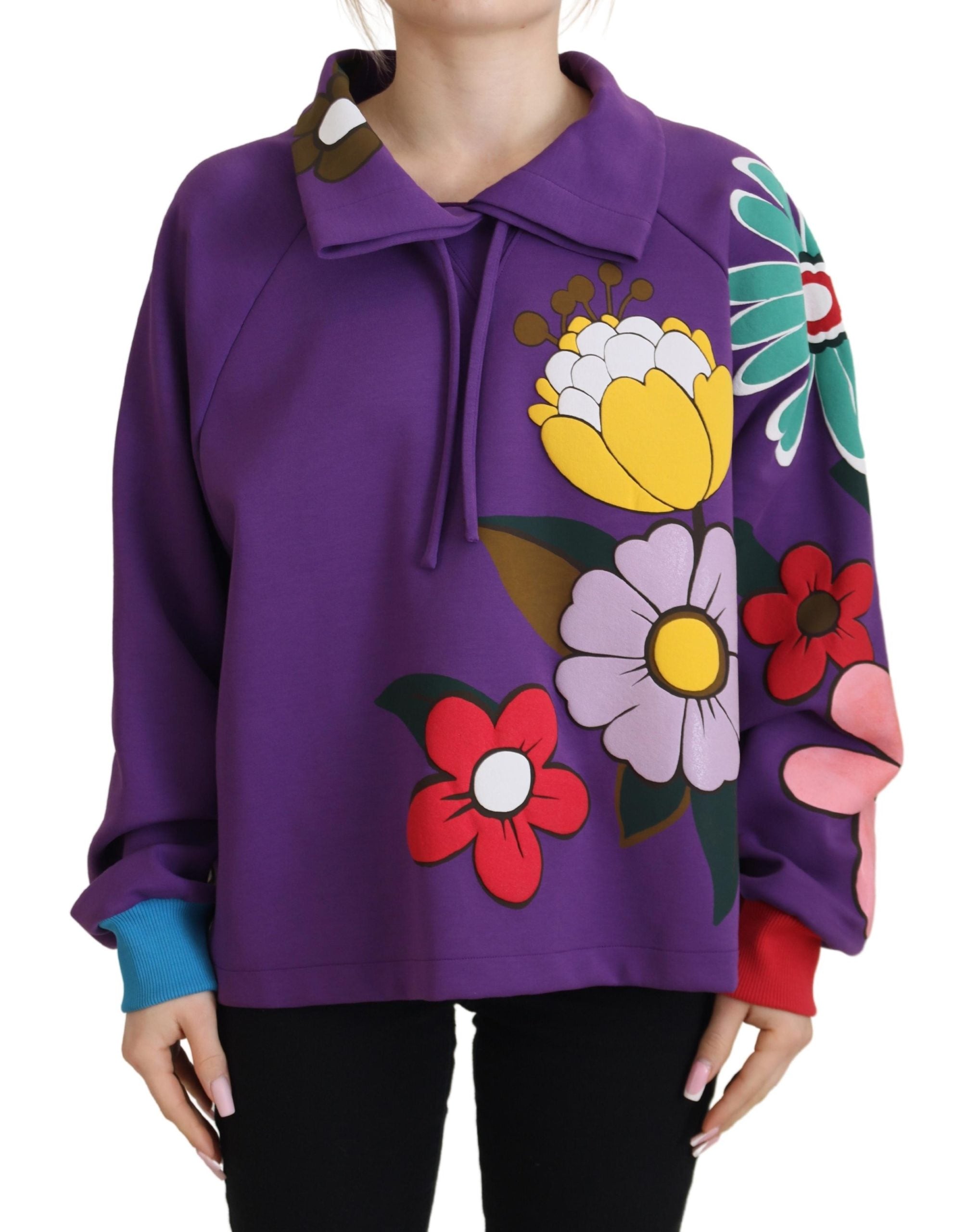Dolce & Gabbana Lila Pullover aus Baumwolle mit Blumendruck-1