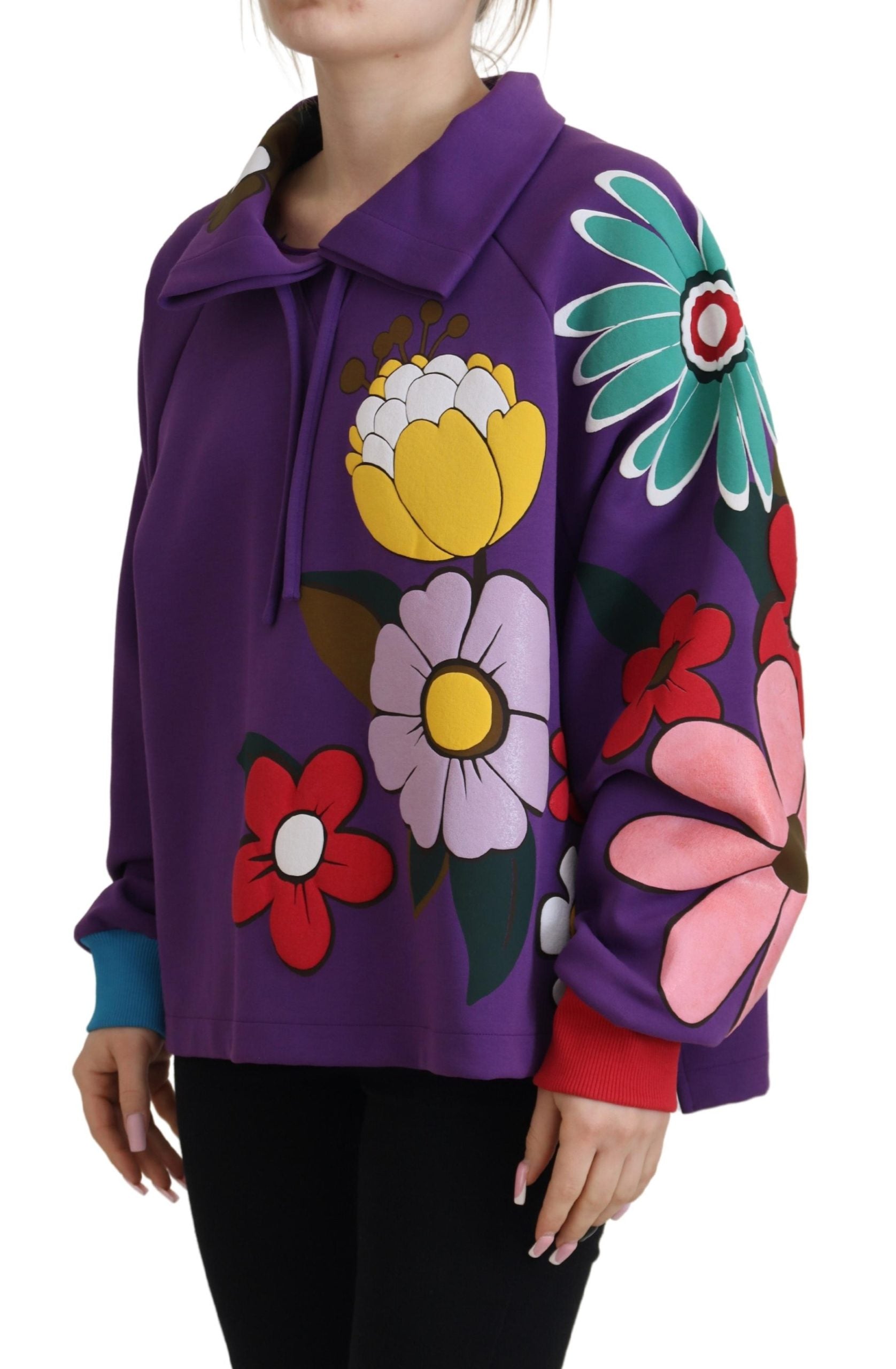 Dolce & Gabbana Lila Pullover aus Baumwolle mit Blumendruck-2