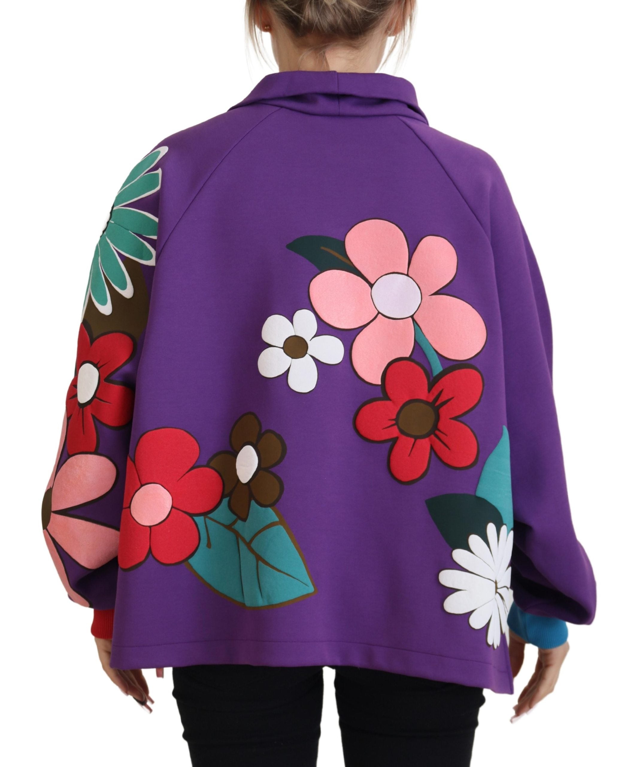Dolce & Gabbana Lila Pullover aus Baumwolle mit Blumendruck-3
