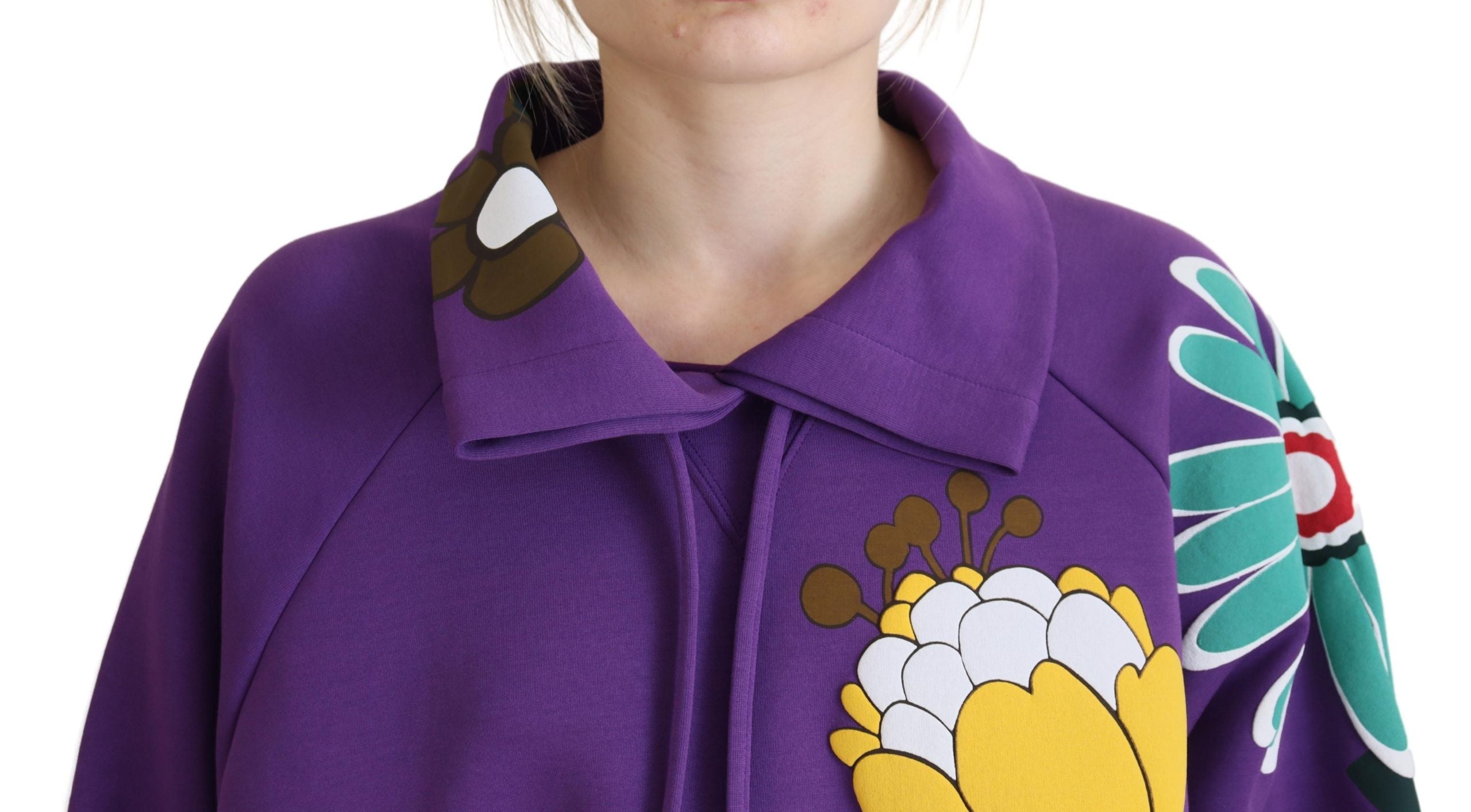 Dolce & Gabbana Lila Pullover aus Baumwolle mit Blumendruck-4