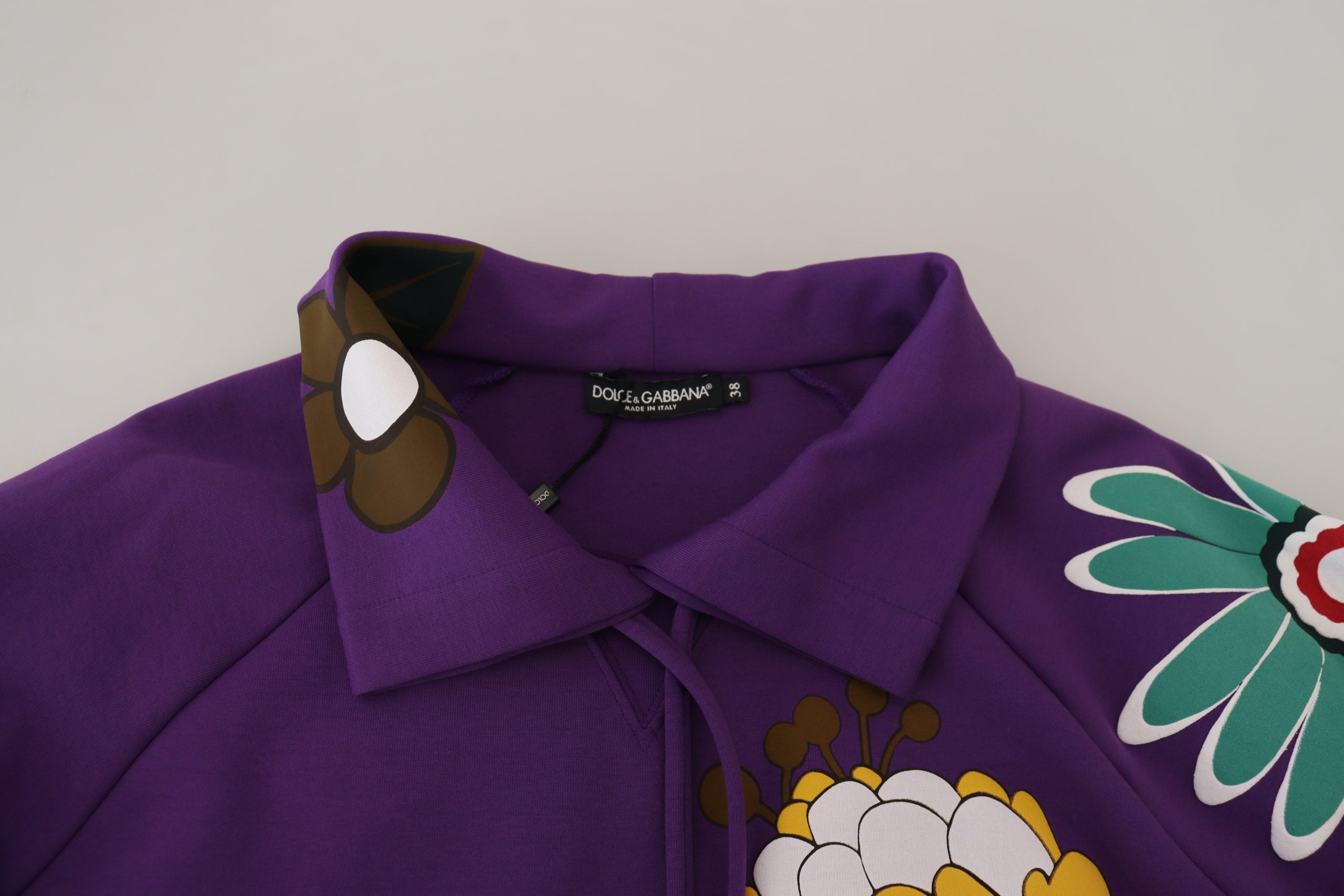Dolce & Gabbana Lila Pullover aus Baumwolle mit Blumendruck-6