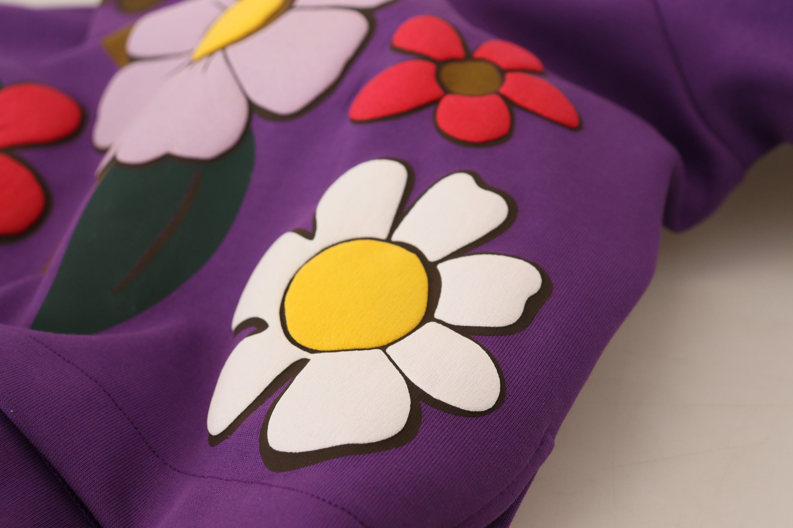 Dolce & Gabbana Lila Pullover aus Baumwolle mit Blumendruck-7