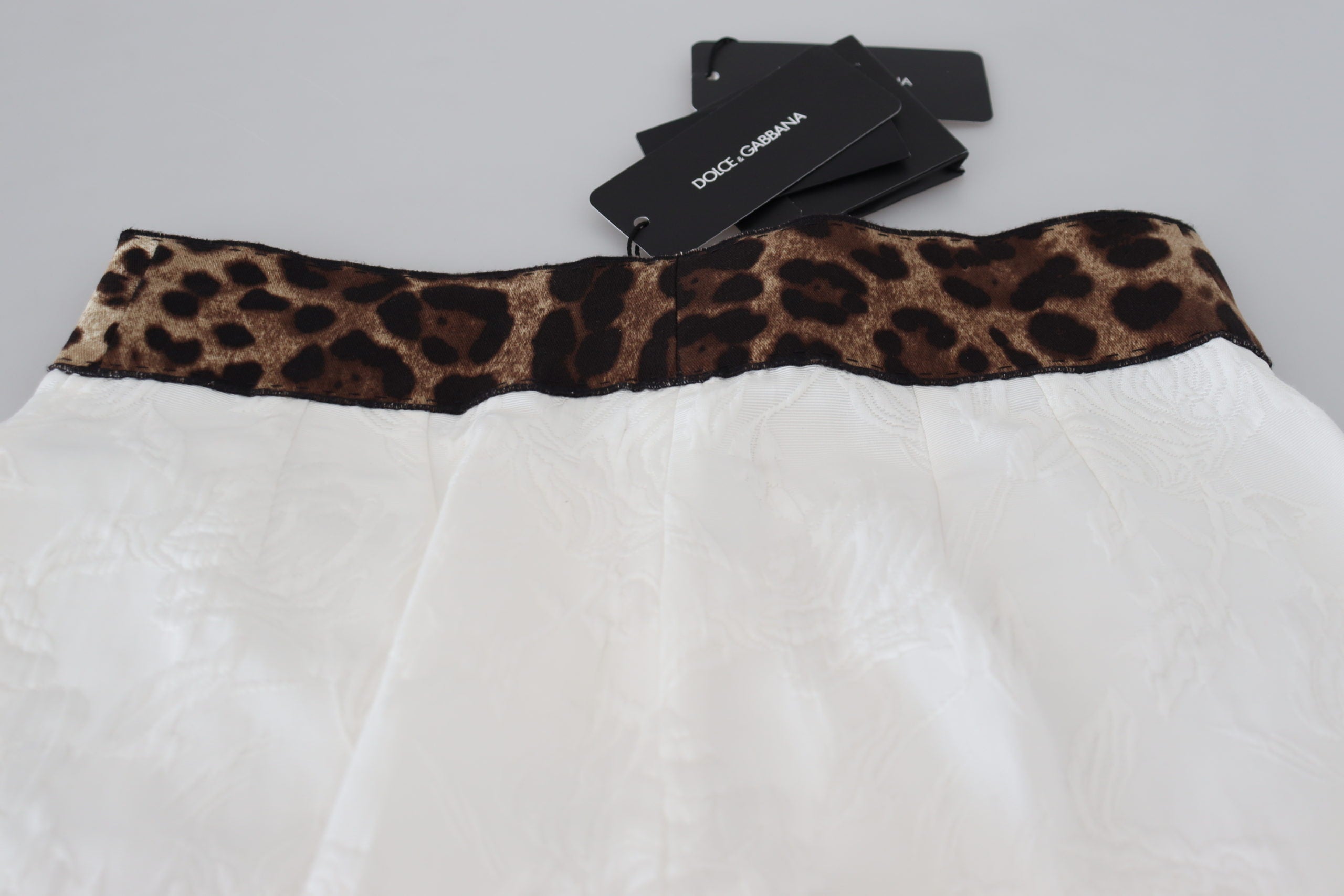 Dolce & Gabbana White Leopard Print High Waisted Trousers-5