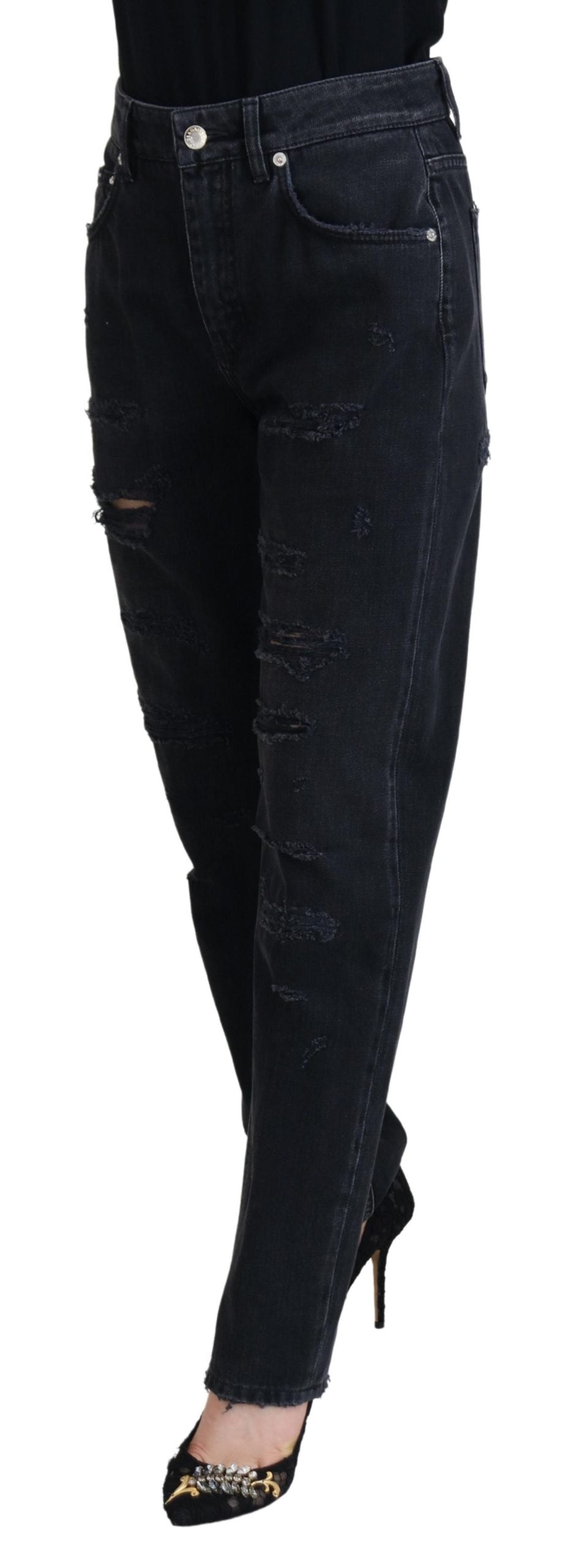 Dolce & Gabbana Black distressed high-waisted denim jeans in cotton-2