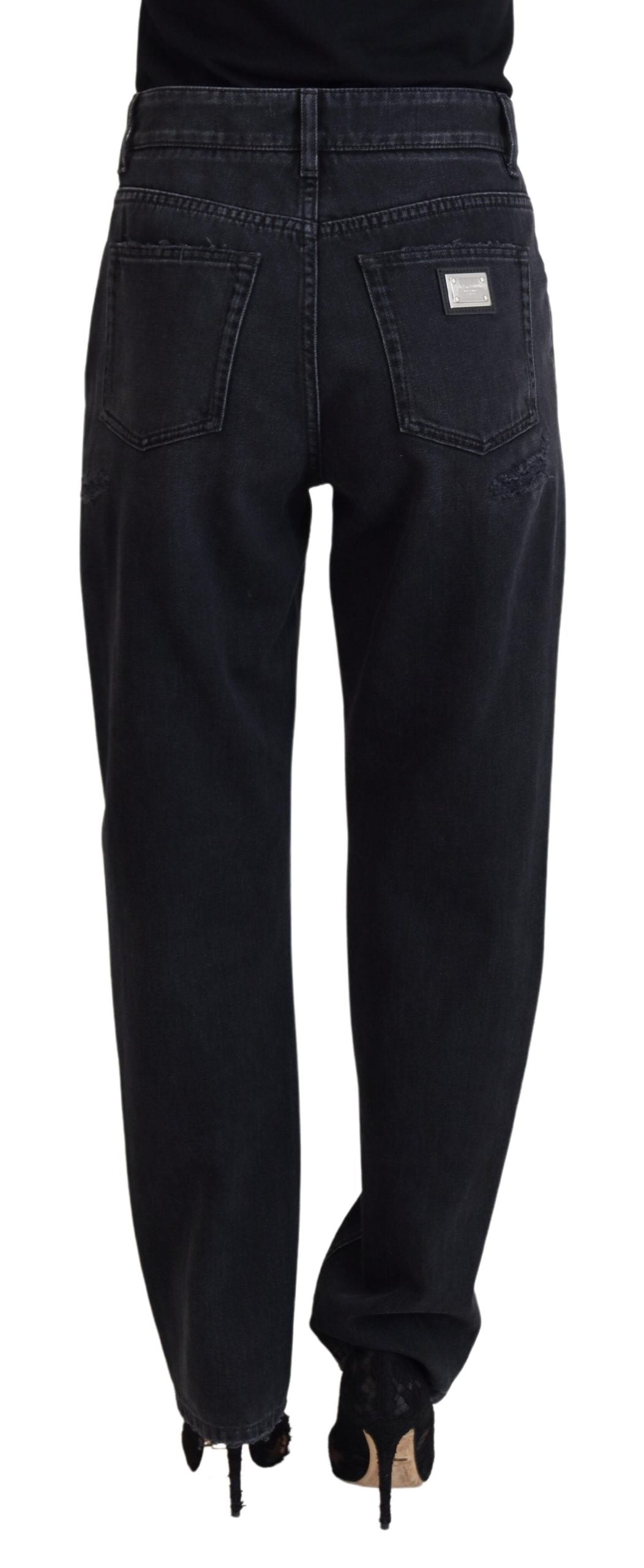 Dolce & Gabbana Black distressed high-waisted denim jeans in cotton-3