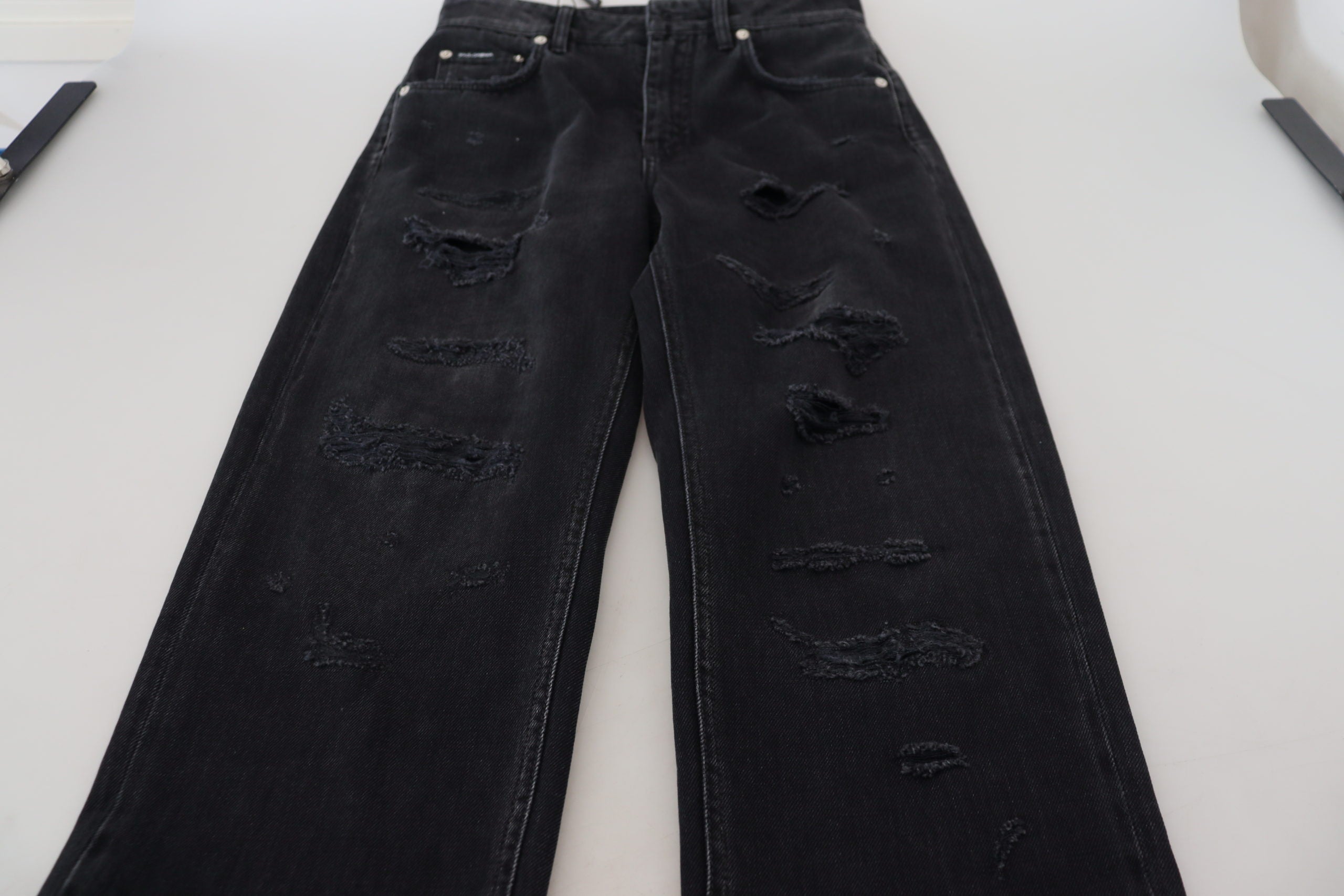 Dolce & Gabbana Black distressed high-waisted denim jeans in cotton-5