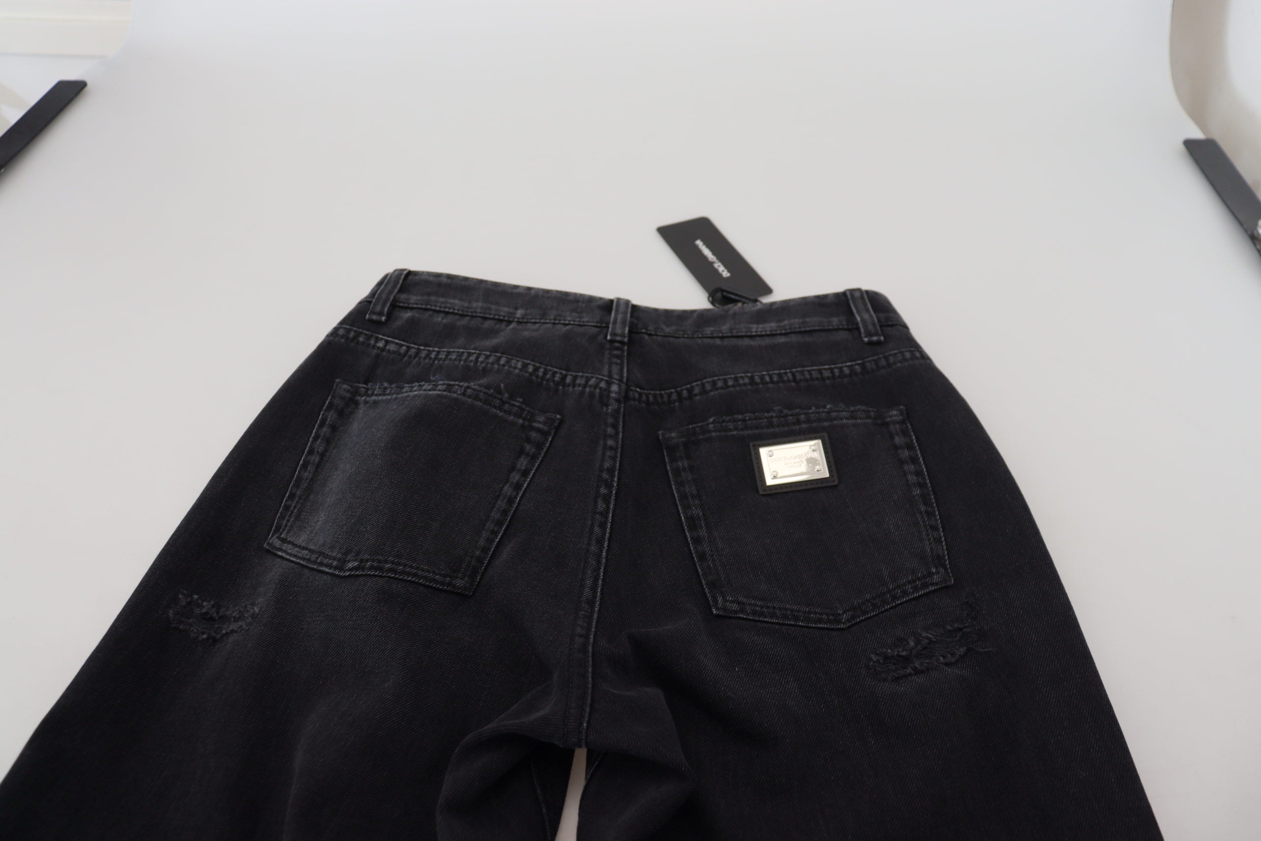 Dolce & Gabbana Black distressed high-waisted denim jeans in cotton-6