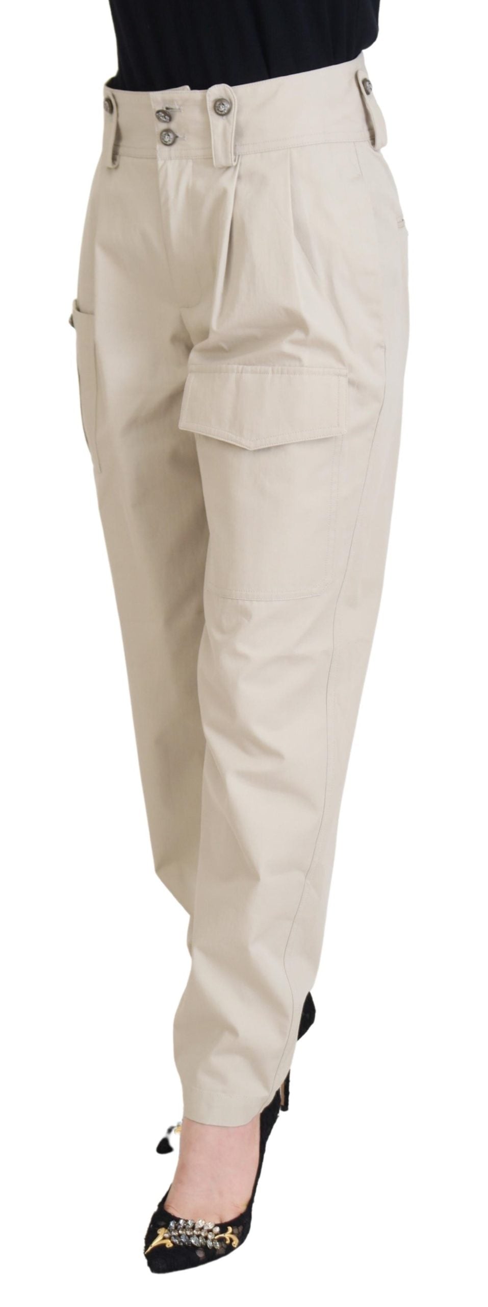 Dolce & Gabbana Beige High-Waisted Women's Trousers-2