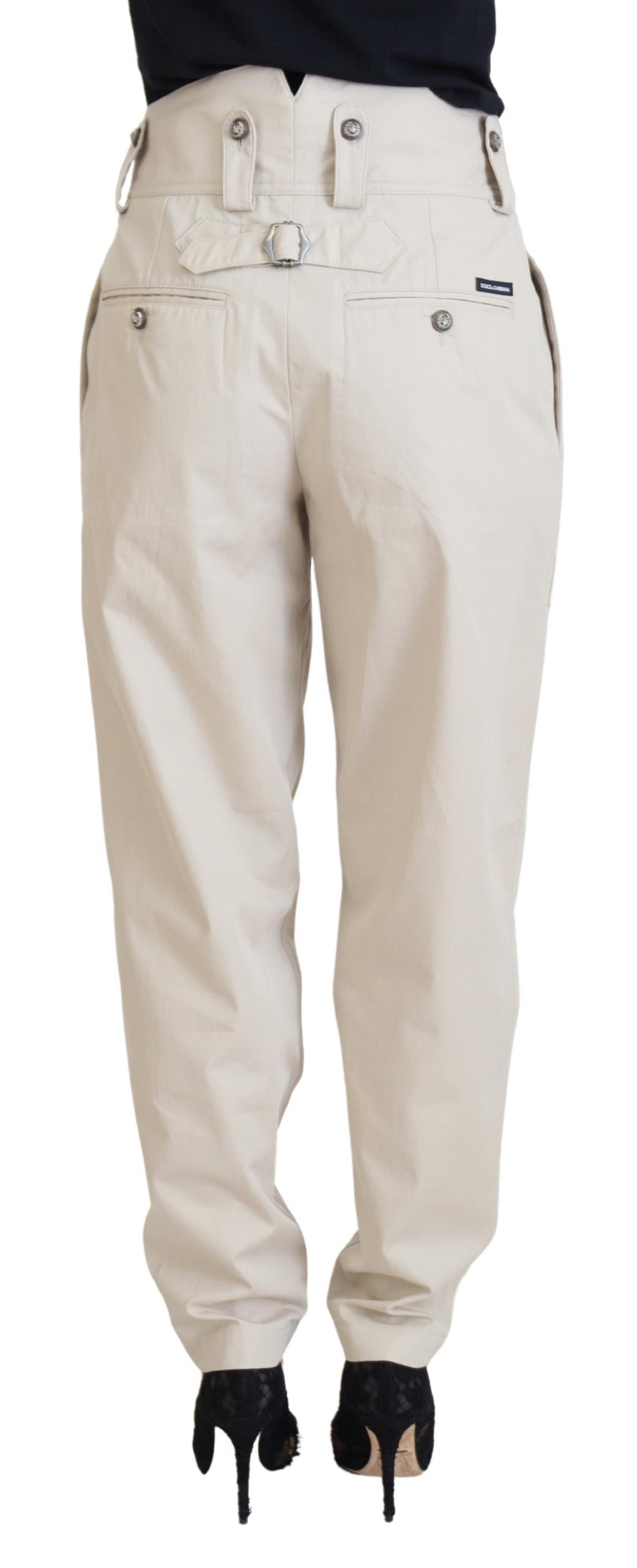 Dolce & Gabbana Beige High-Waisted Women's Trousers-3