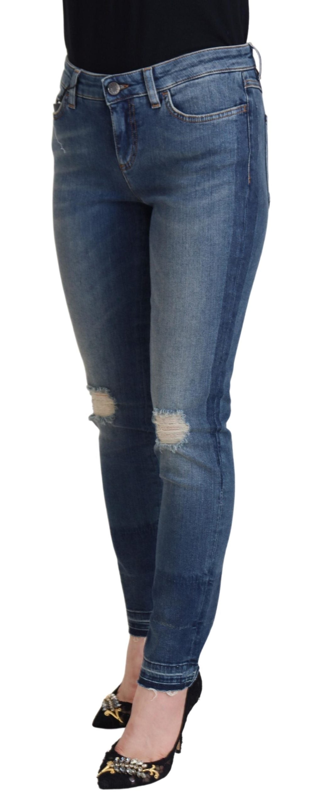Dolce & Gabbana blue, washed, ripped denim jeans made of cotton-2