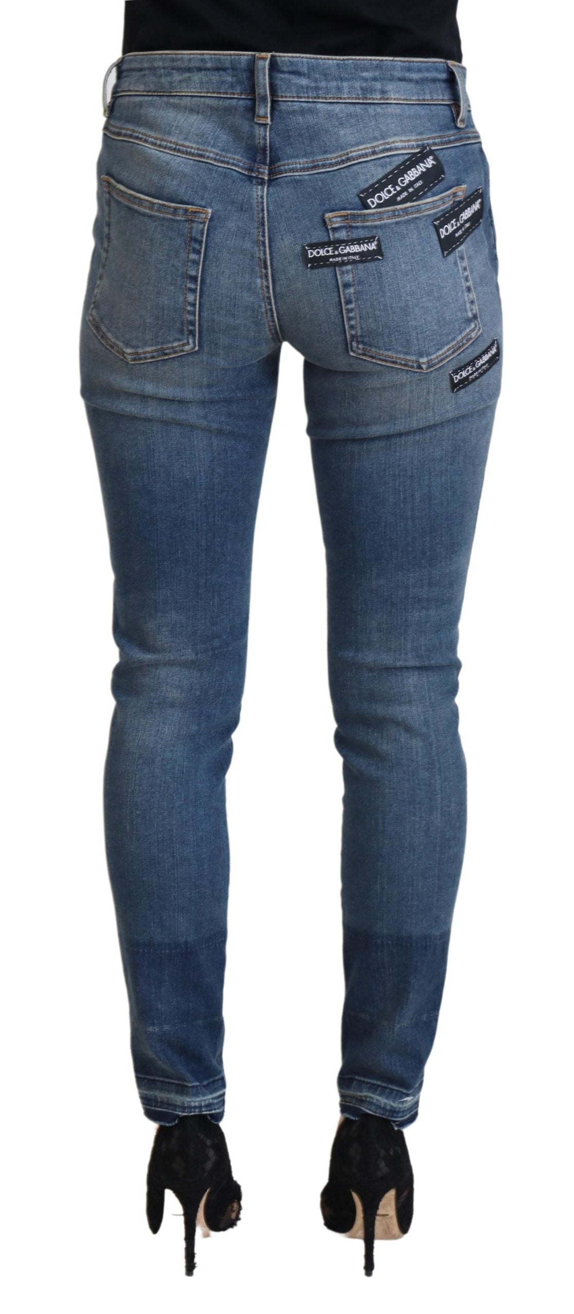 Dolce & Gabbana blue, washed, ripped denim jeans made of cotton-3
