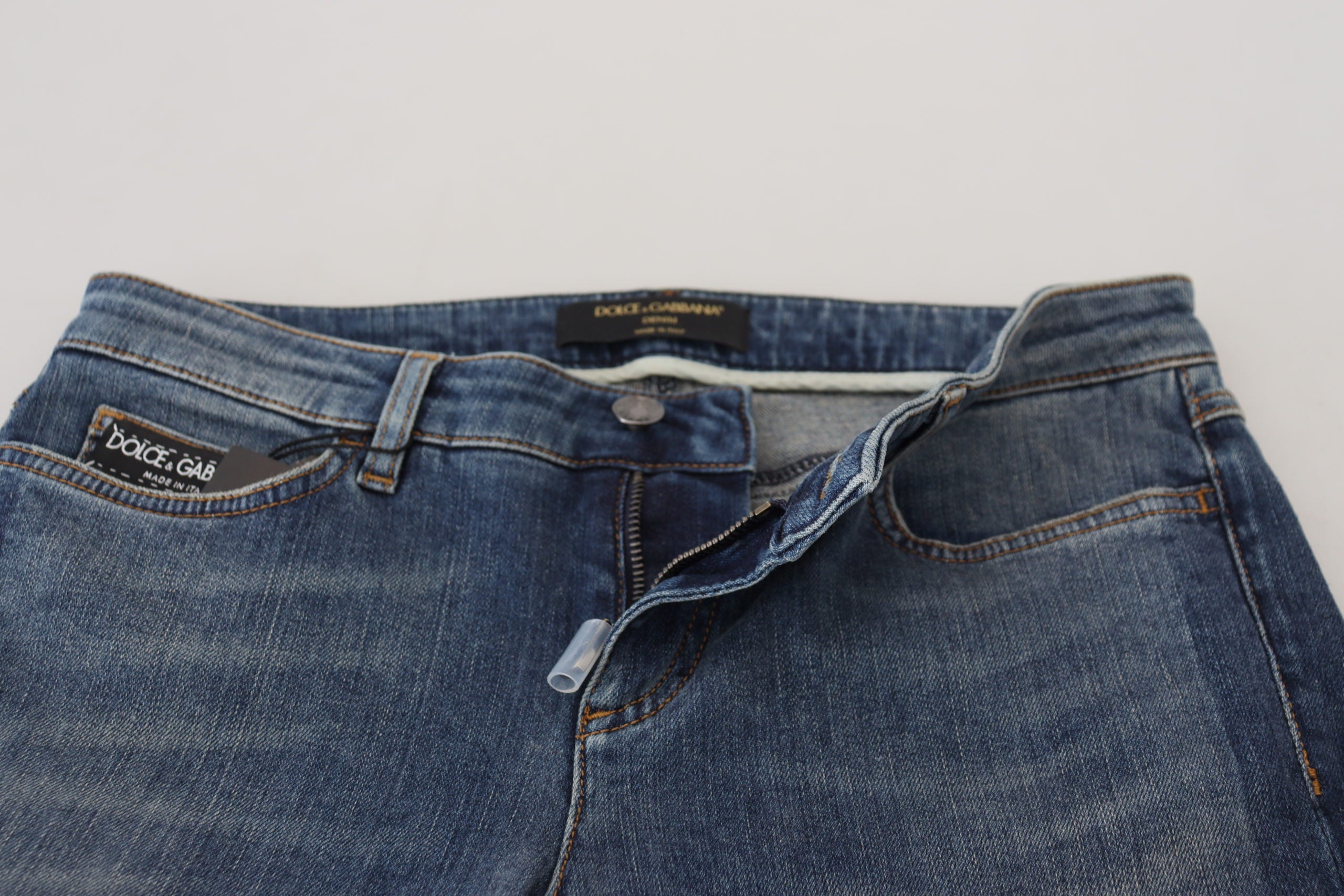 Dolce & Gabbana blue, washed, ripped denim jeans made of cotton-4