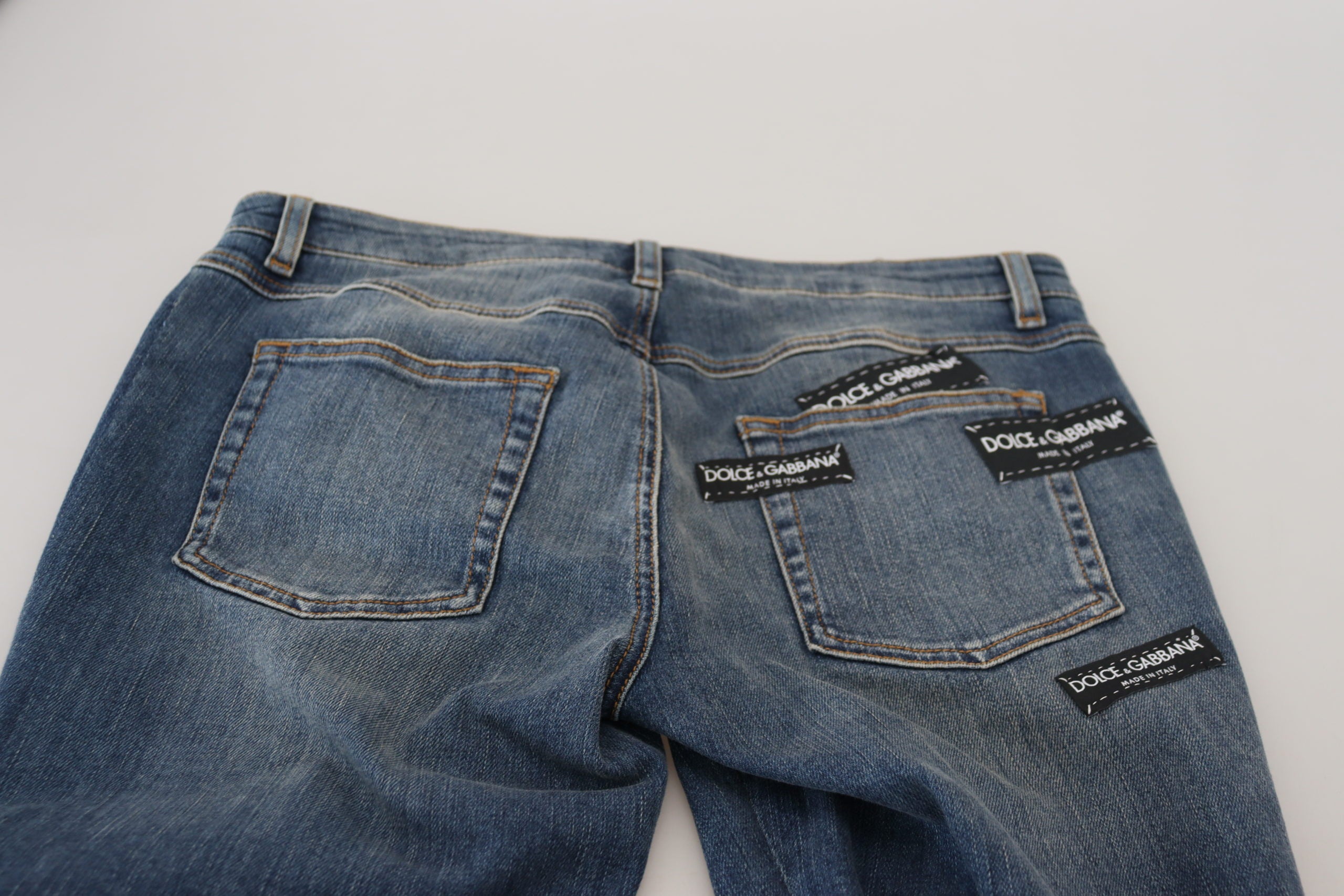 Dolce & Gabbana blue, washed, ripped denim jeans made of cotton-6