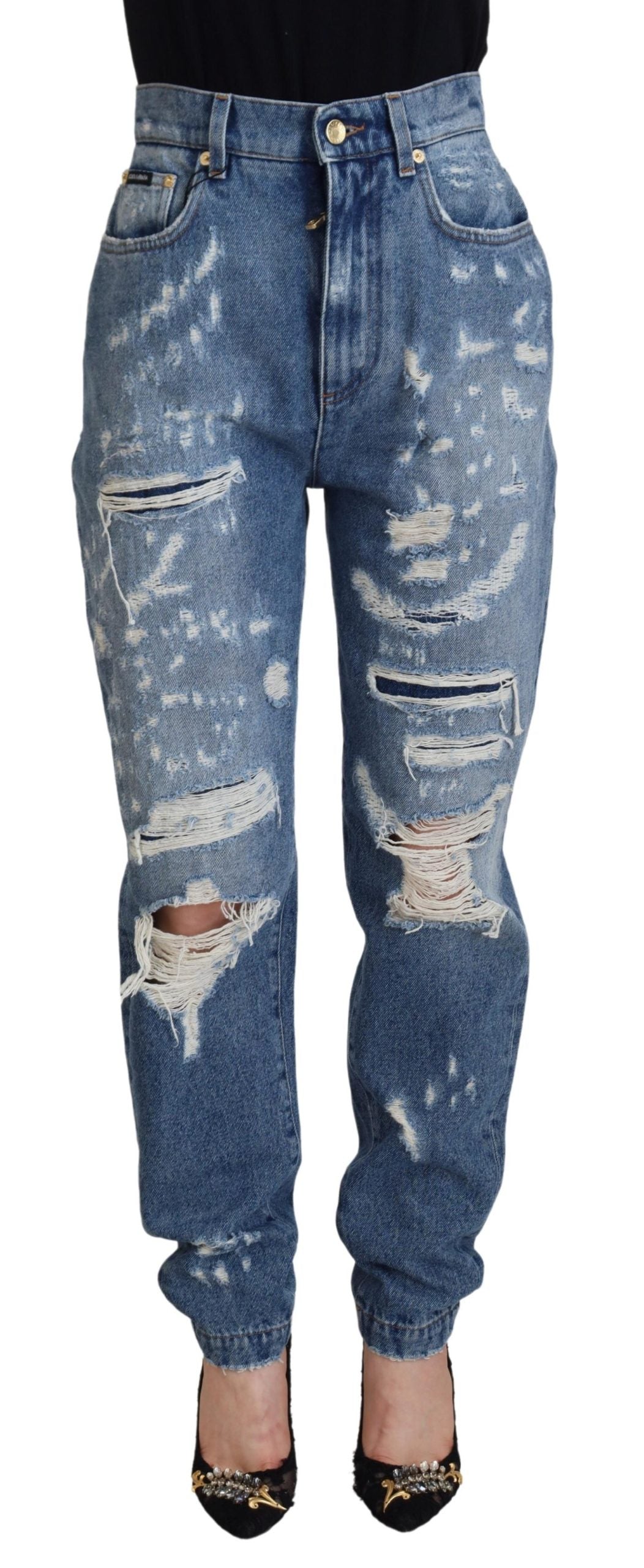 Dolce & Gabbana blue, washed, ripped denim jeans made of cotton