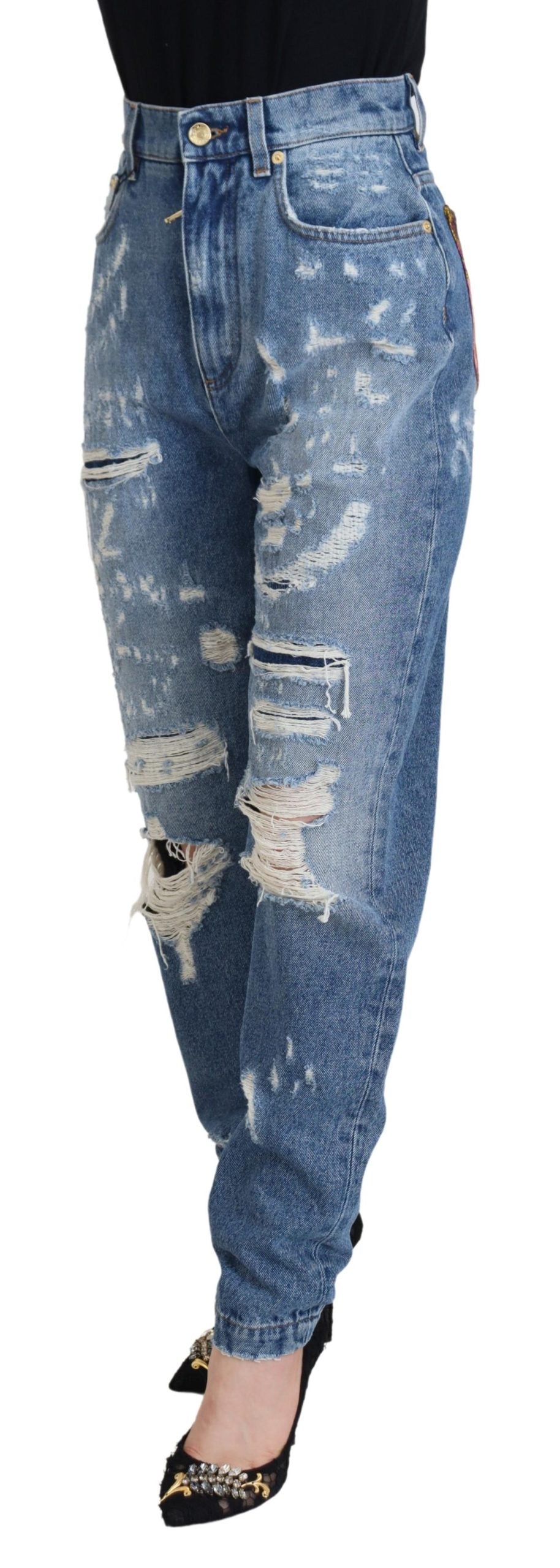 Dolce & Gabbana blue, washed, ripped denim jeans made of cotton-2