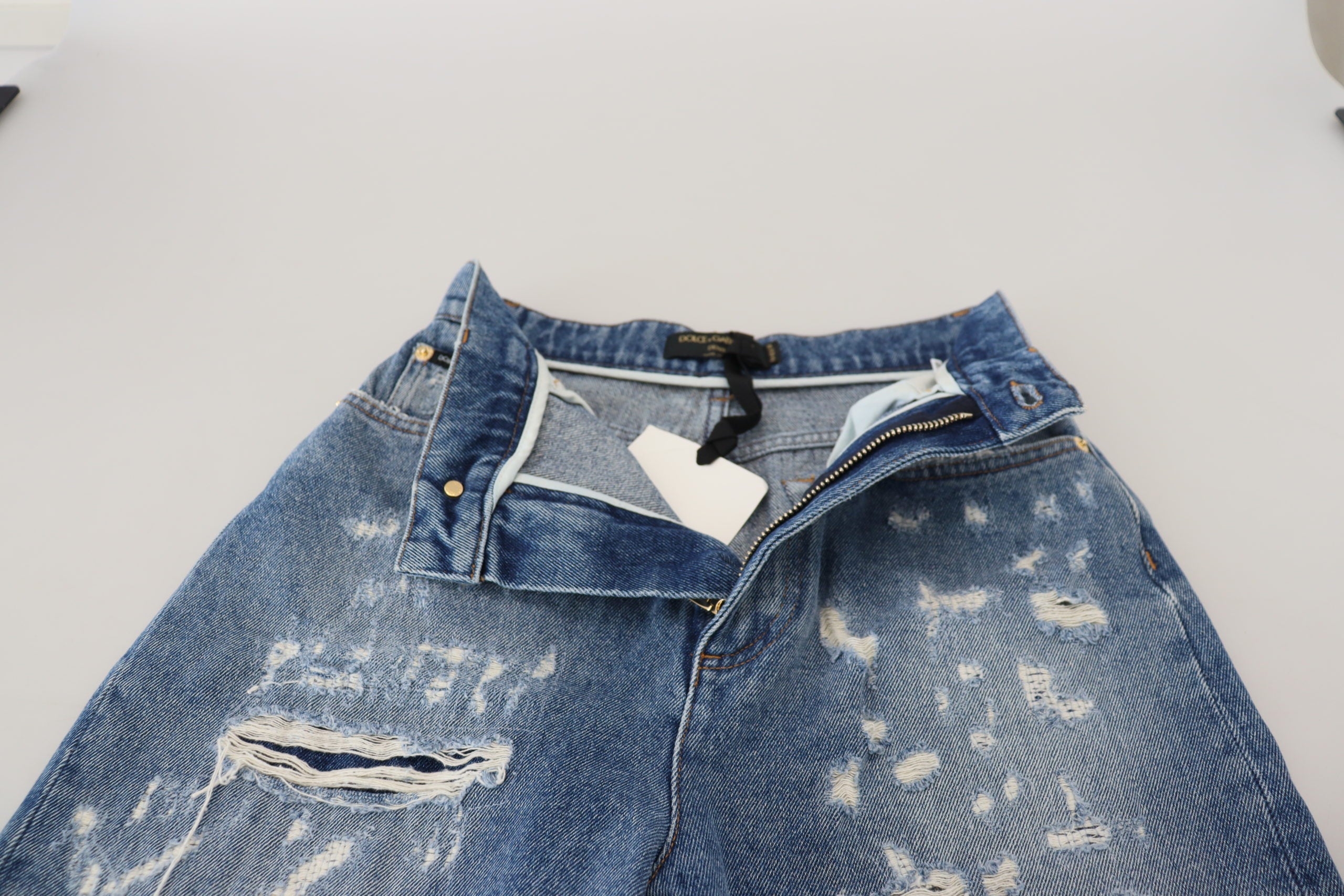 Dolce & Gabbana blue, washed, ripped denim jeans made of cotton-4