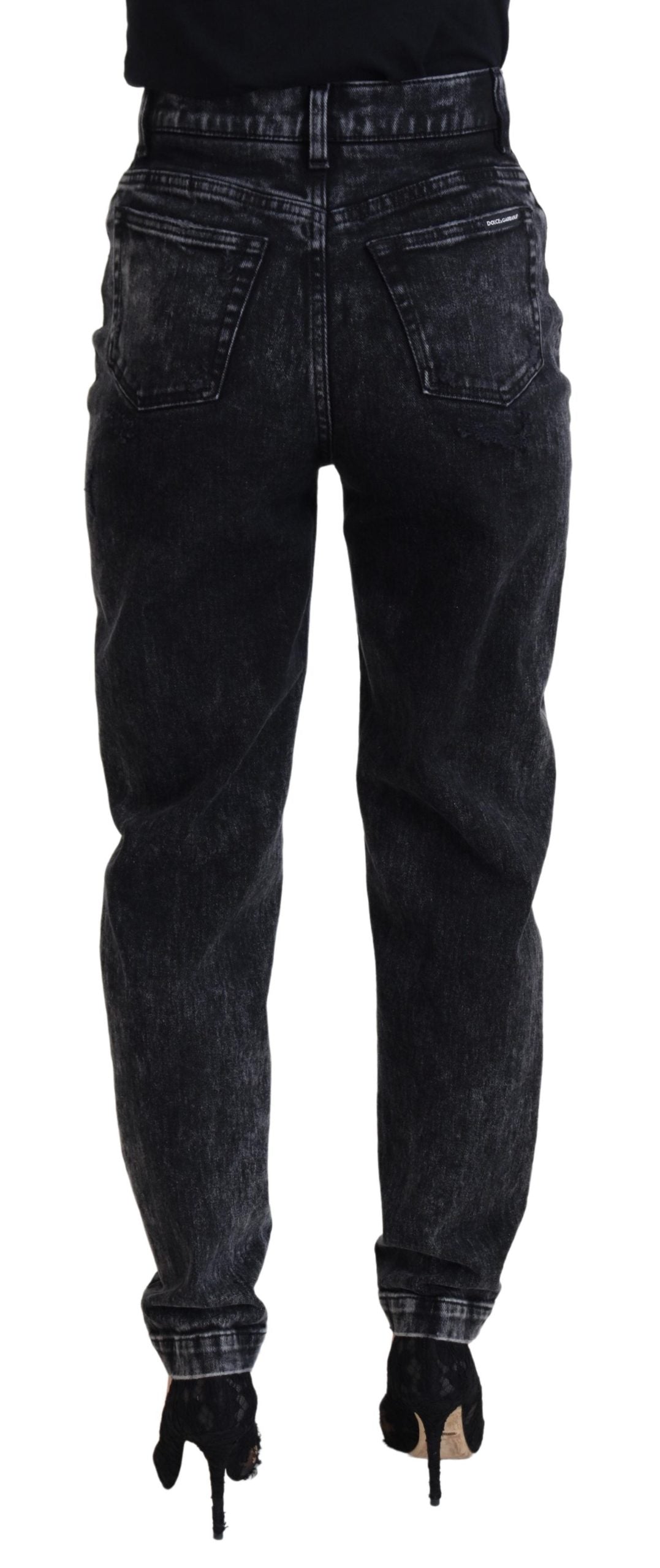 Dolce & Gabbana Black High-Waisted Denim Jeans in Washed Cotton-3