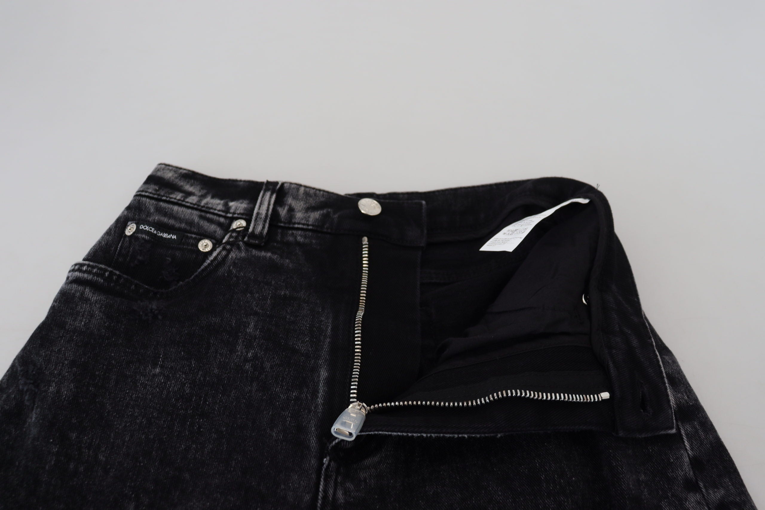 Dolce & Gabbana Black High-Waisted Denim Jeans in Washed Cotton-4
