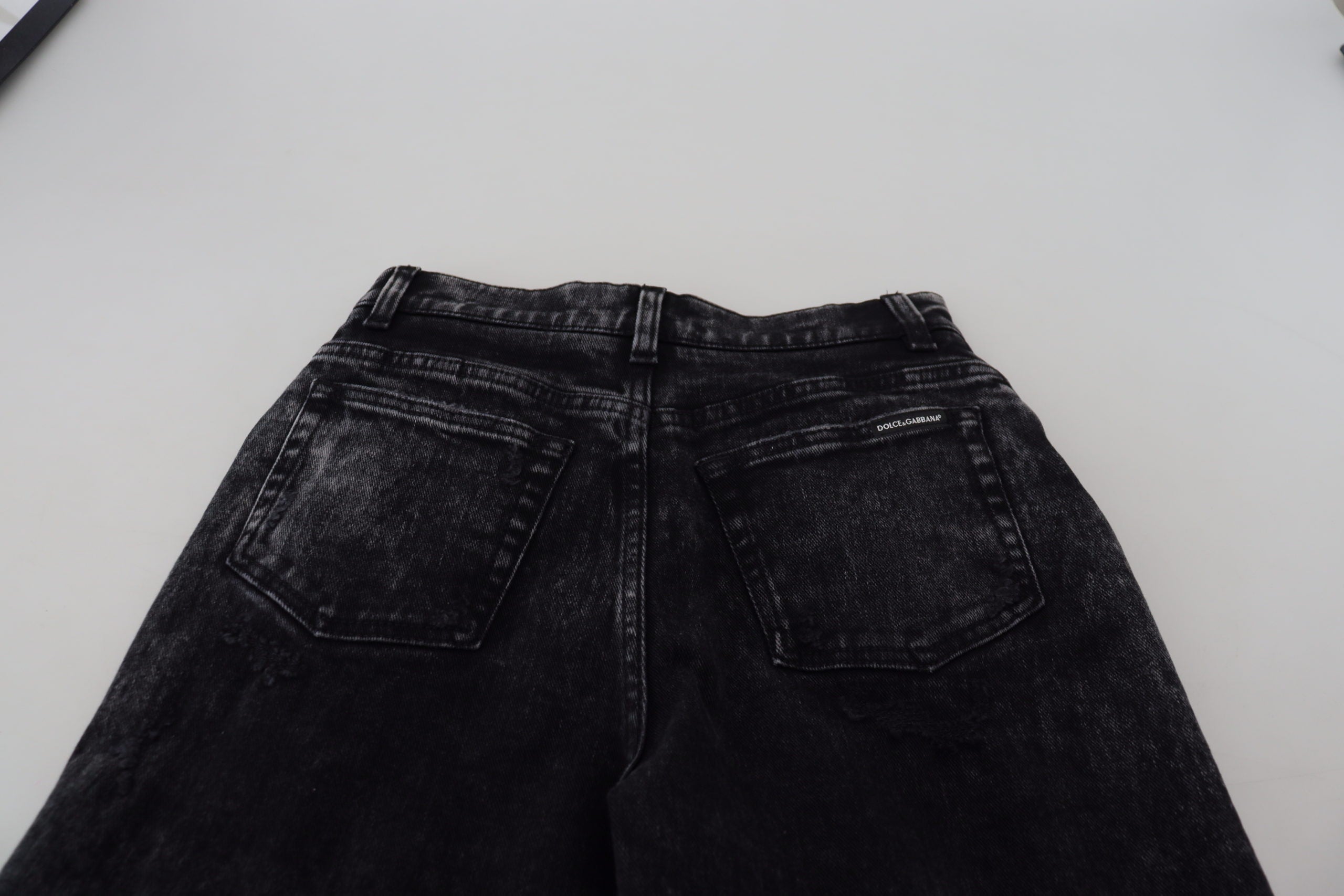 Dolce & Gabbana Black High-Waisted Denim Jeans in Washed Cotton-6