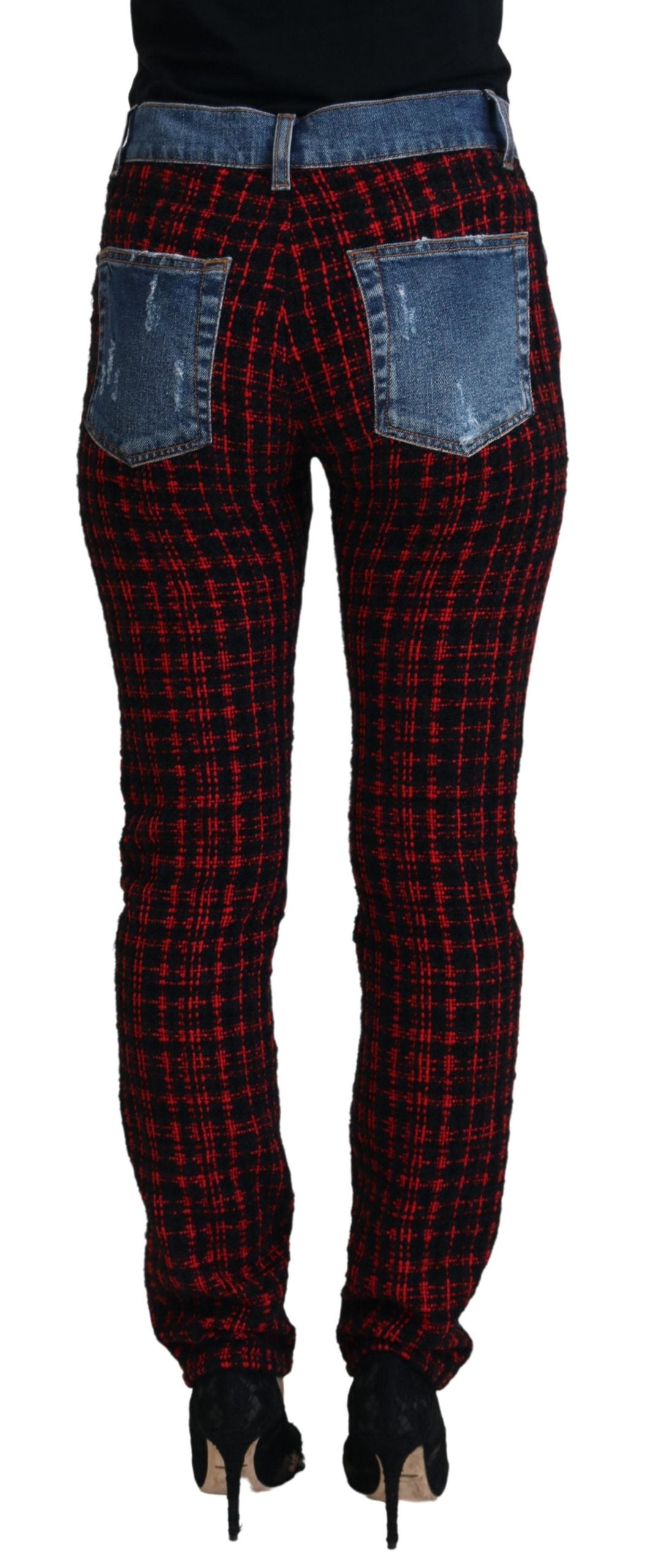 Dolce & Gabbana Blue Check Skinny Denim Jeans-3