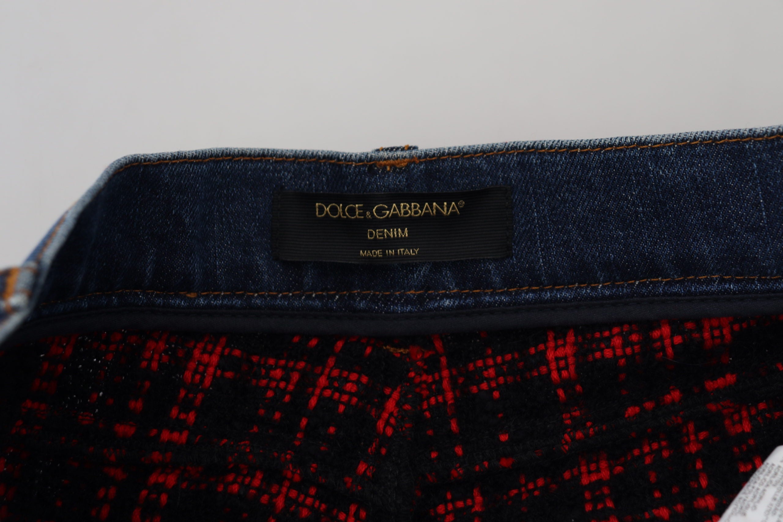 Dolce & Gabbana Blue Check Skinny Denim Jeans-7