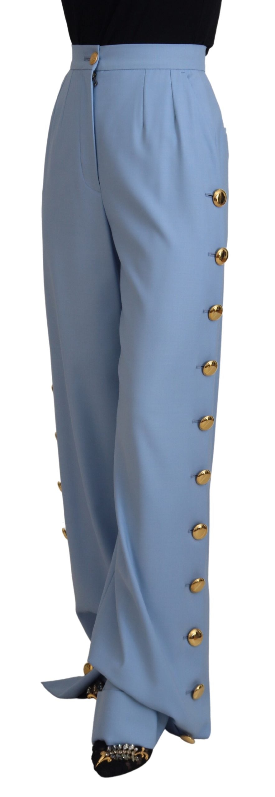Dolce & Gabbana light blue button-front wide-leg trousers-2
