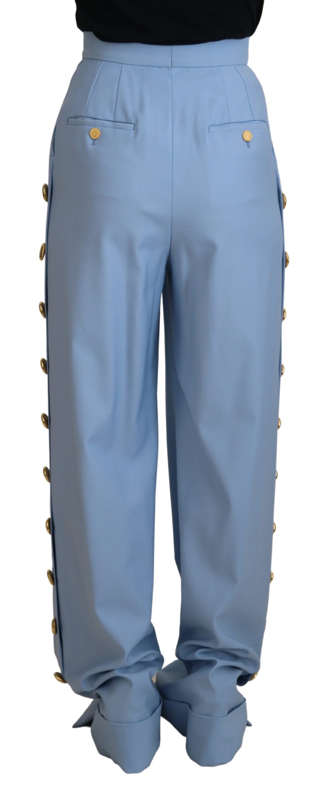 Dolce & Gabbana light blue button-front wide-leg trousers-3