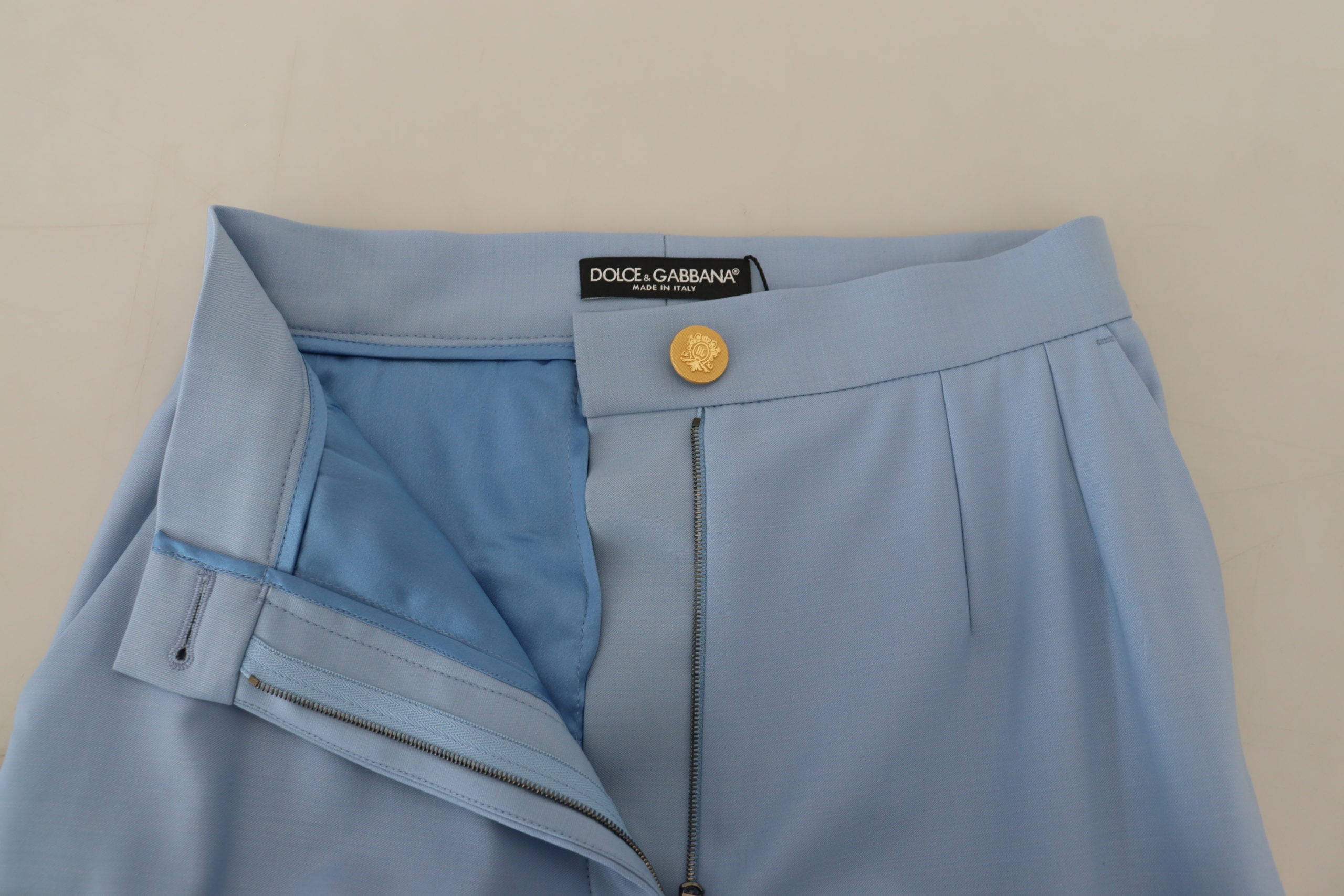 Dolce & Gabbana light blue button-front wide-leg trousers-4