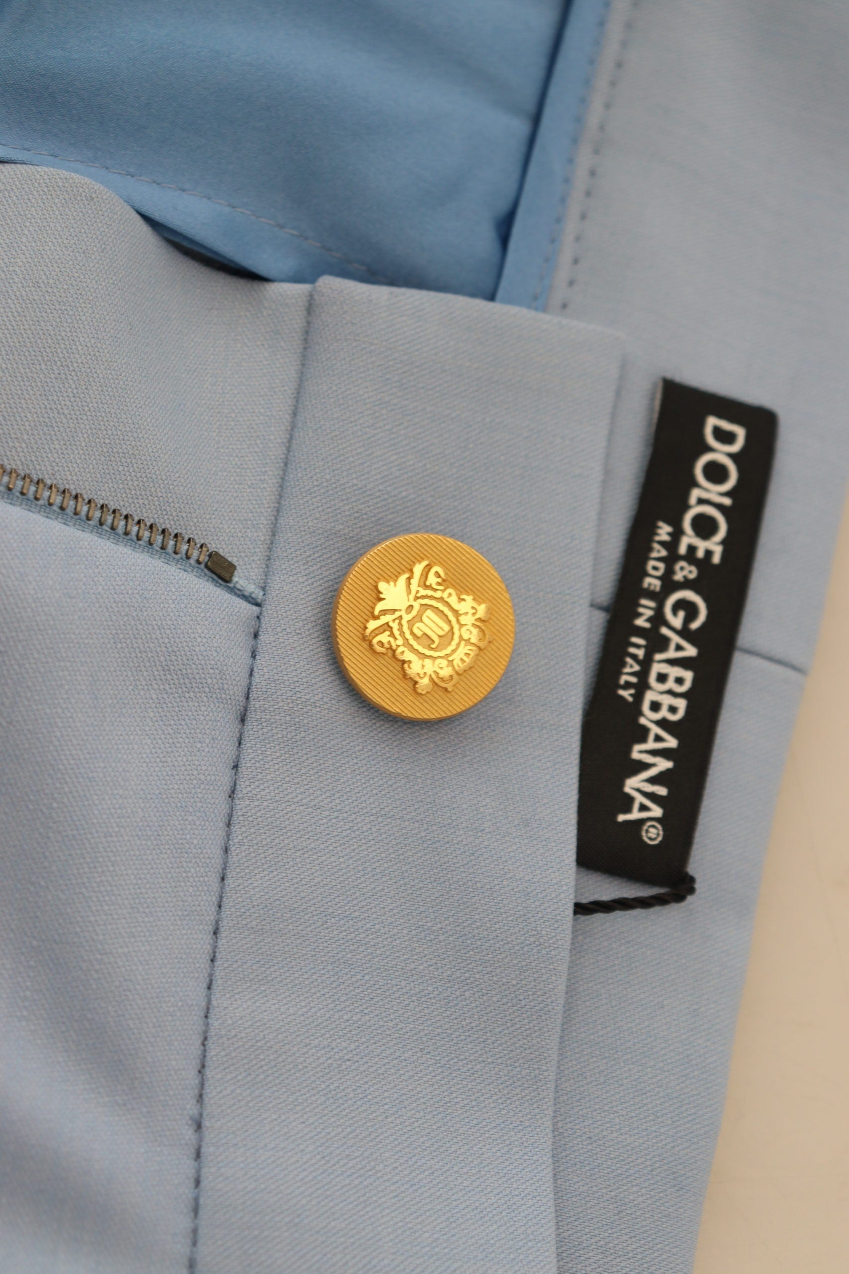 Dolce & Gabbana light blue button-front wide-leg trousers-5
