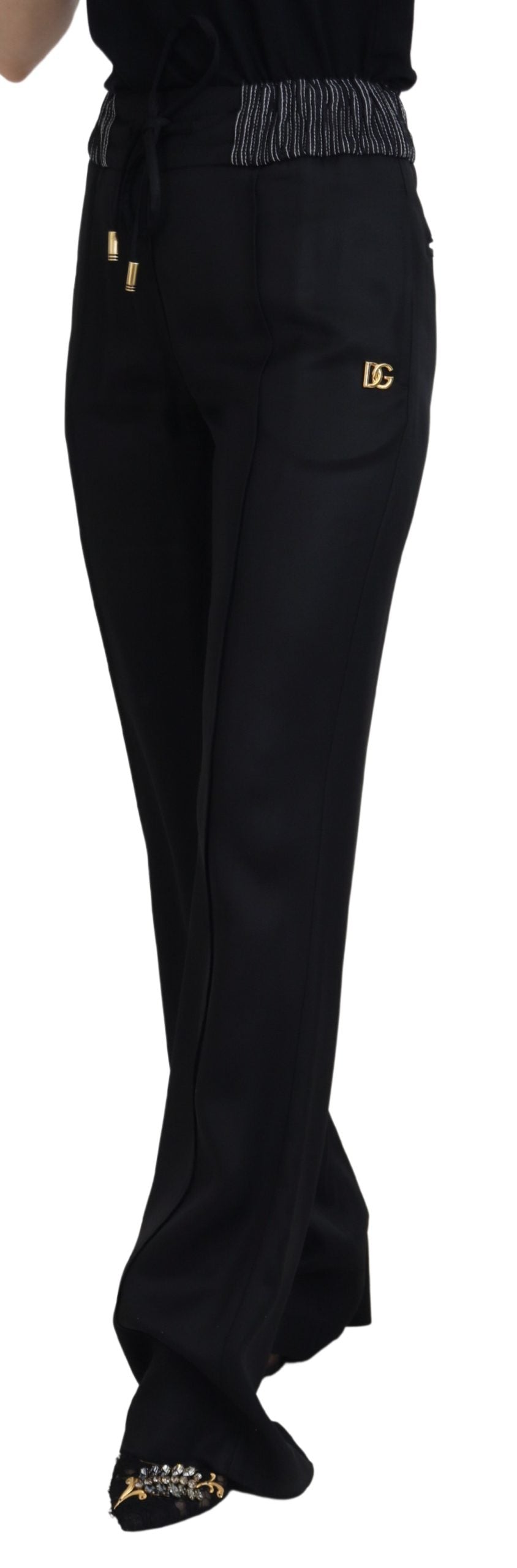 Dolce & Gabbana Schwarze Straight Fit Baumwollhosen-2
