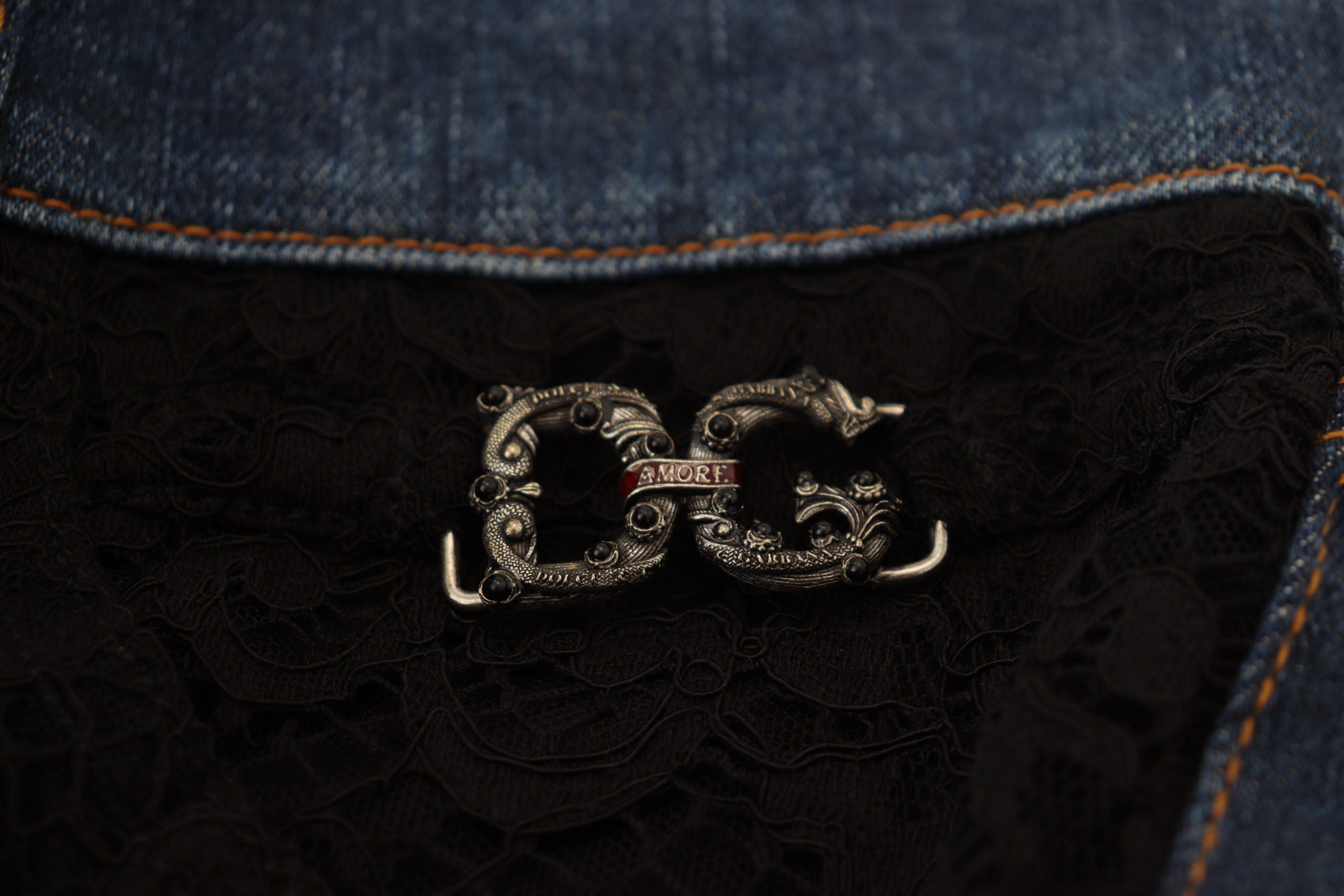 Dolce & Gabbana Black Floral Skinny Denim Jeans with Lace-8