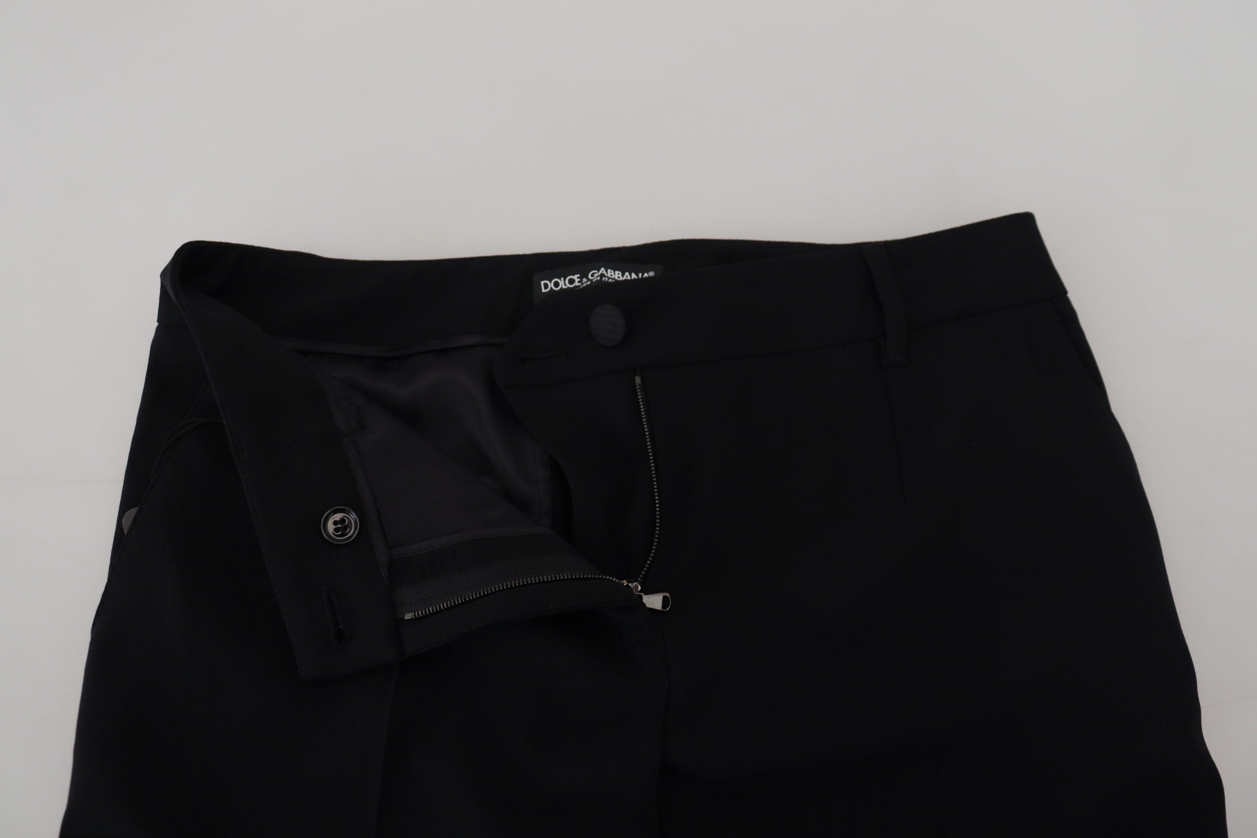 Dolce & Gabbana Schwarze konisch zulaufende Damen-Wollhosen-4
