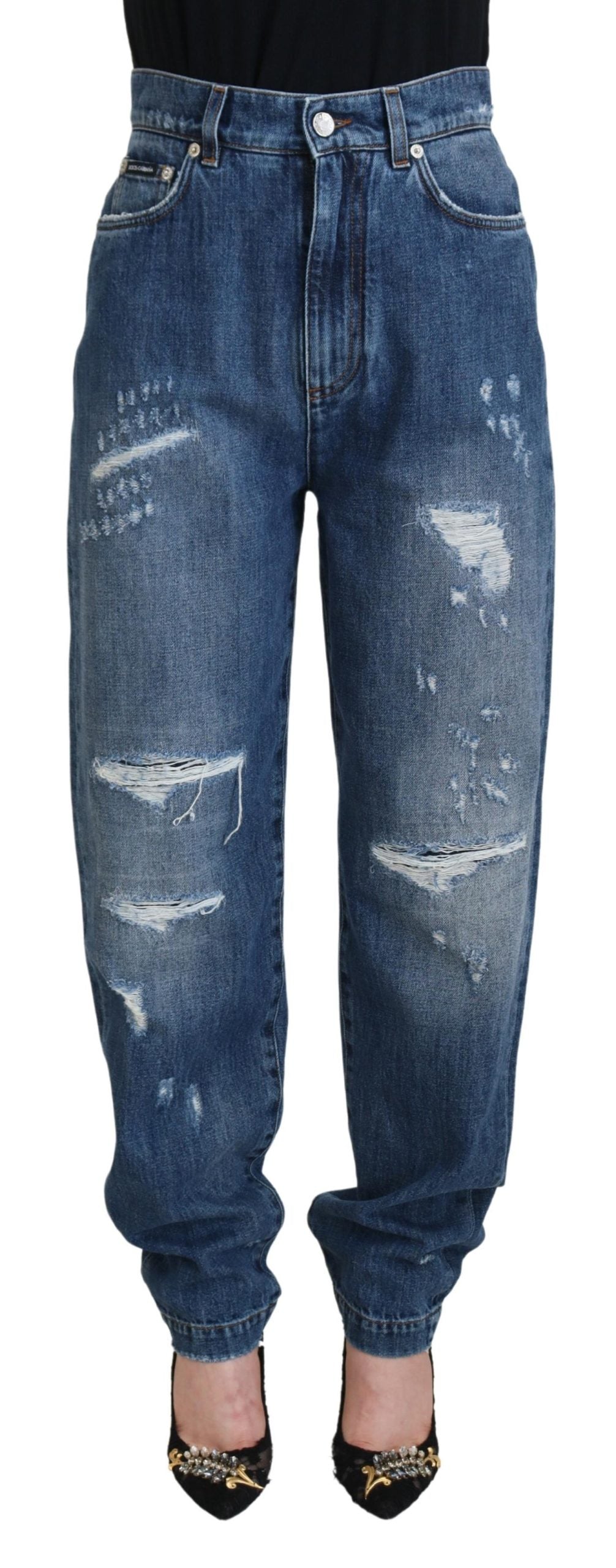 Dolce & Gabbana blue, washed, ripped denim jeans made of cotton