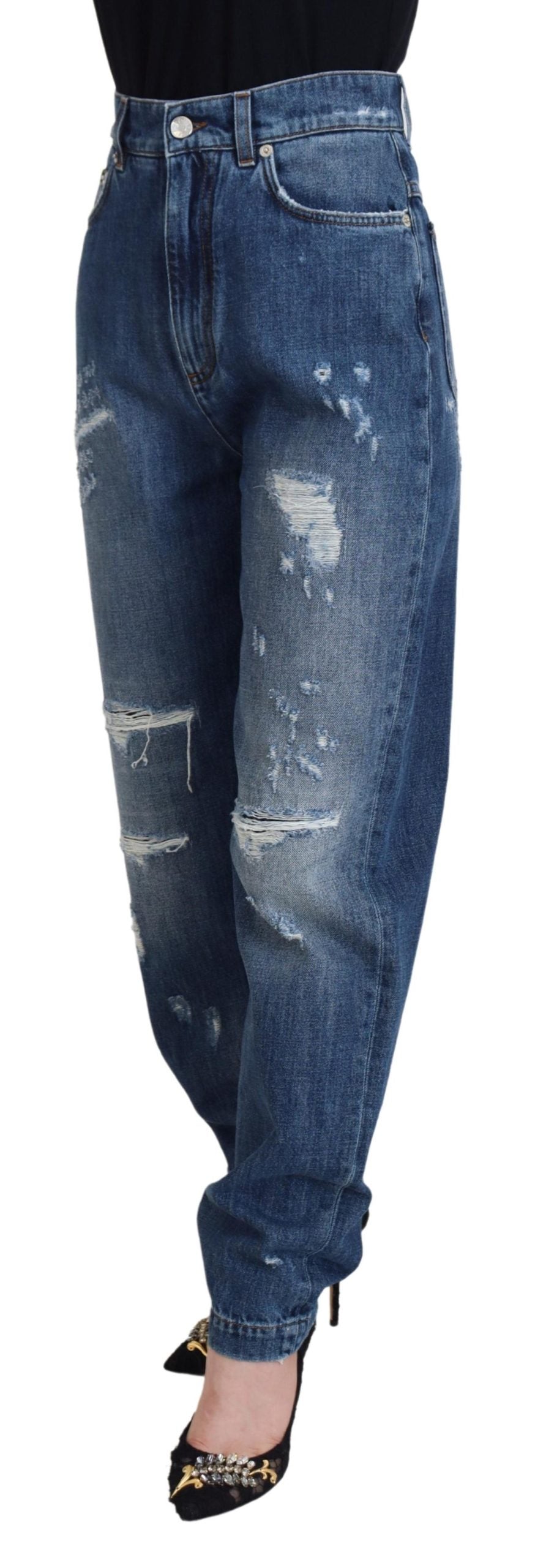 Dolce & Gabbana blue, washed, ripped denim jeans made of cotton-2